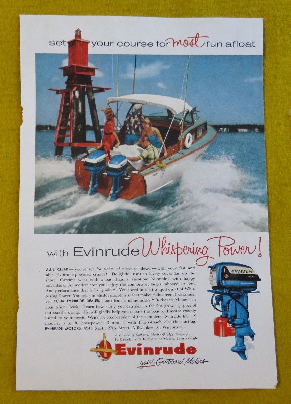 1956 Evinrude Outboard Motors with Two Couples Speeding in a Speed Boat