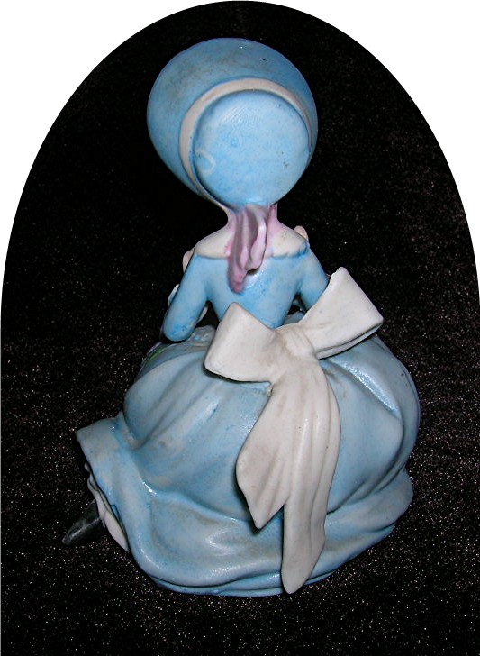 Figurine Girl In Blue Bonnet With Basket