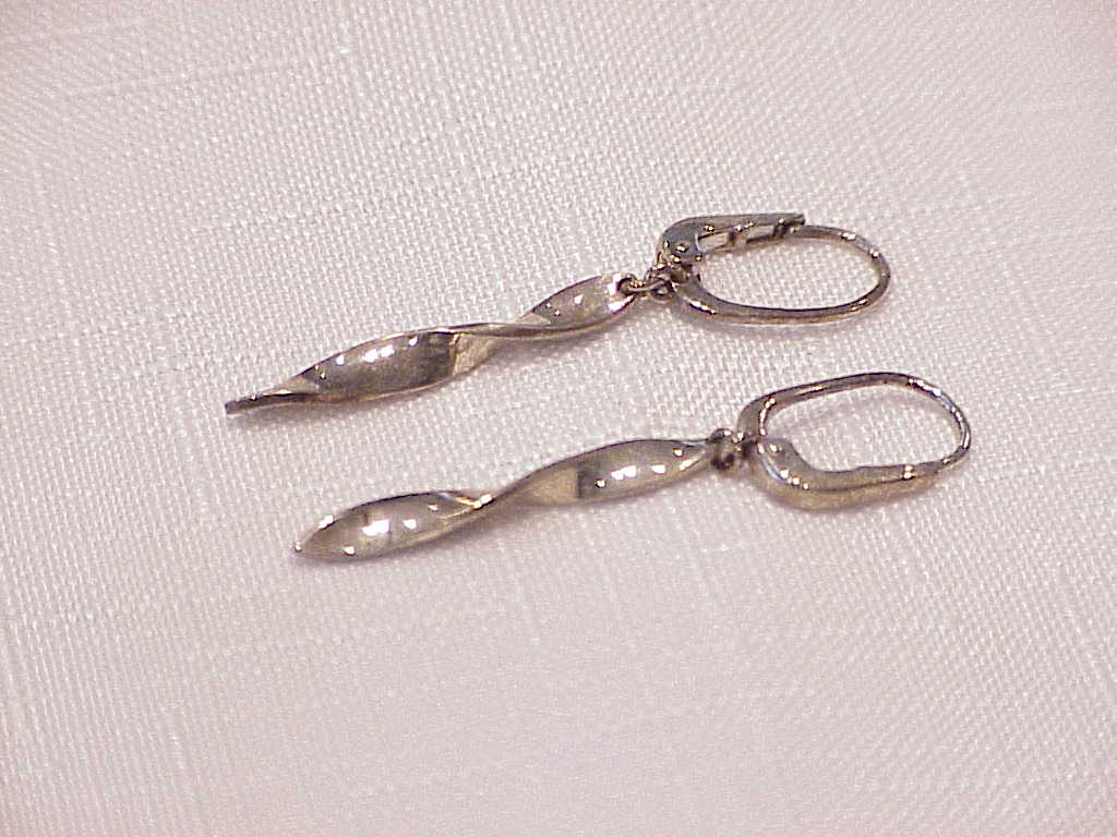 Dangling Sterling Silver Twist Pierced Earrings