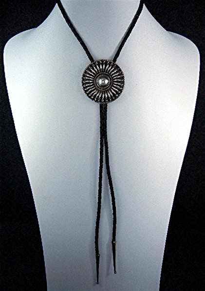 Navajo Sterling Silver Leather Bolo Tie Tommy Charlie