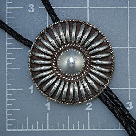 Navajo Sterling Silver Leather Bolo Tie Tommy Charlie
