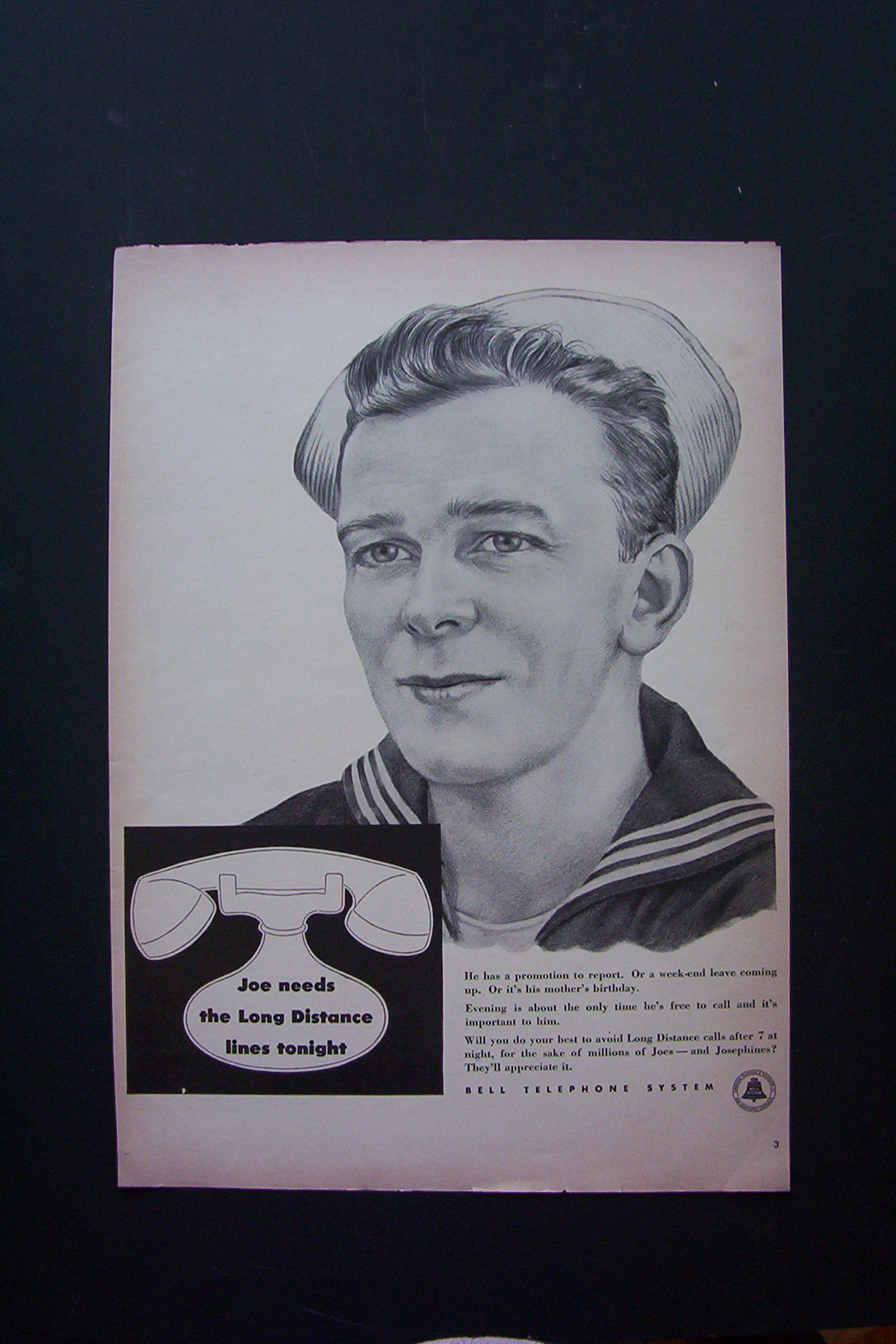 1943 Bell Telephone System with Picture of Sailor