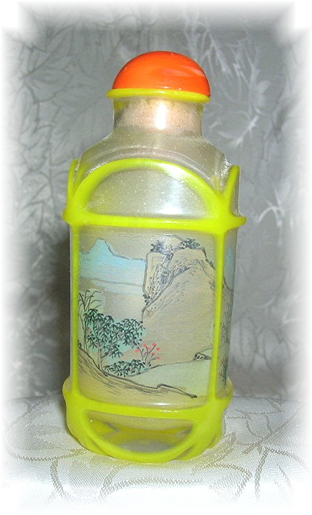 Reverse  Painted Snuff Bottle Orange Top