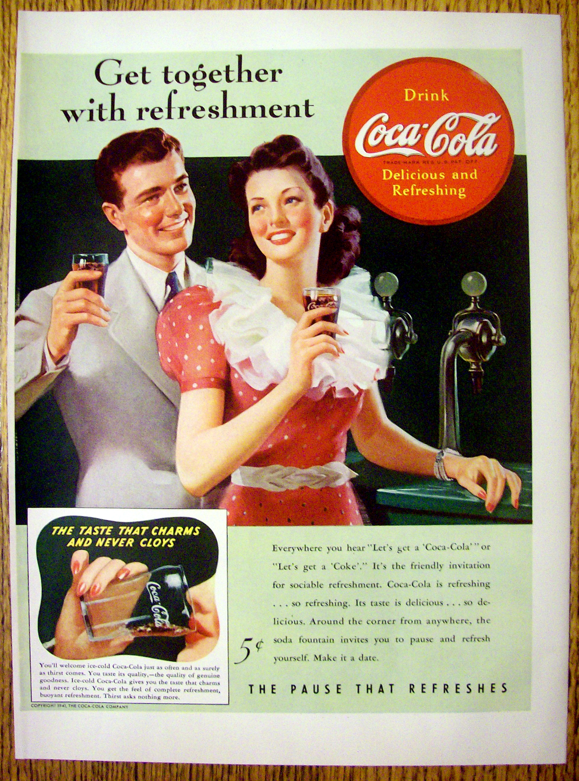 1941 Coca Cola (Coke) with Man & Woman By Counter