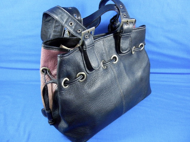 ANUSCHKA Hand Painted Leather Drawstring Bag
