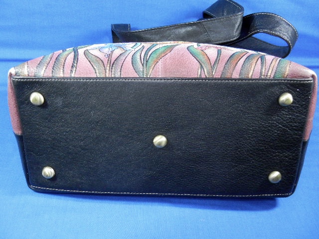 ANUSCHKA Hand Painted Leather Drawstring Bag