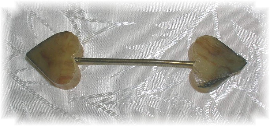Double HearBakelite Rhinestone Hat Pin Brooch