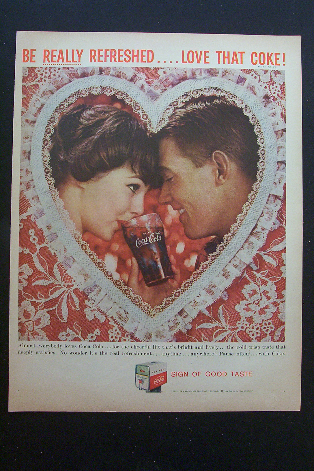 1959 Coca Cola (Coke) w/Woman & Man Sharing Soda