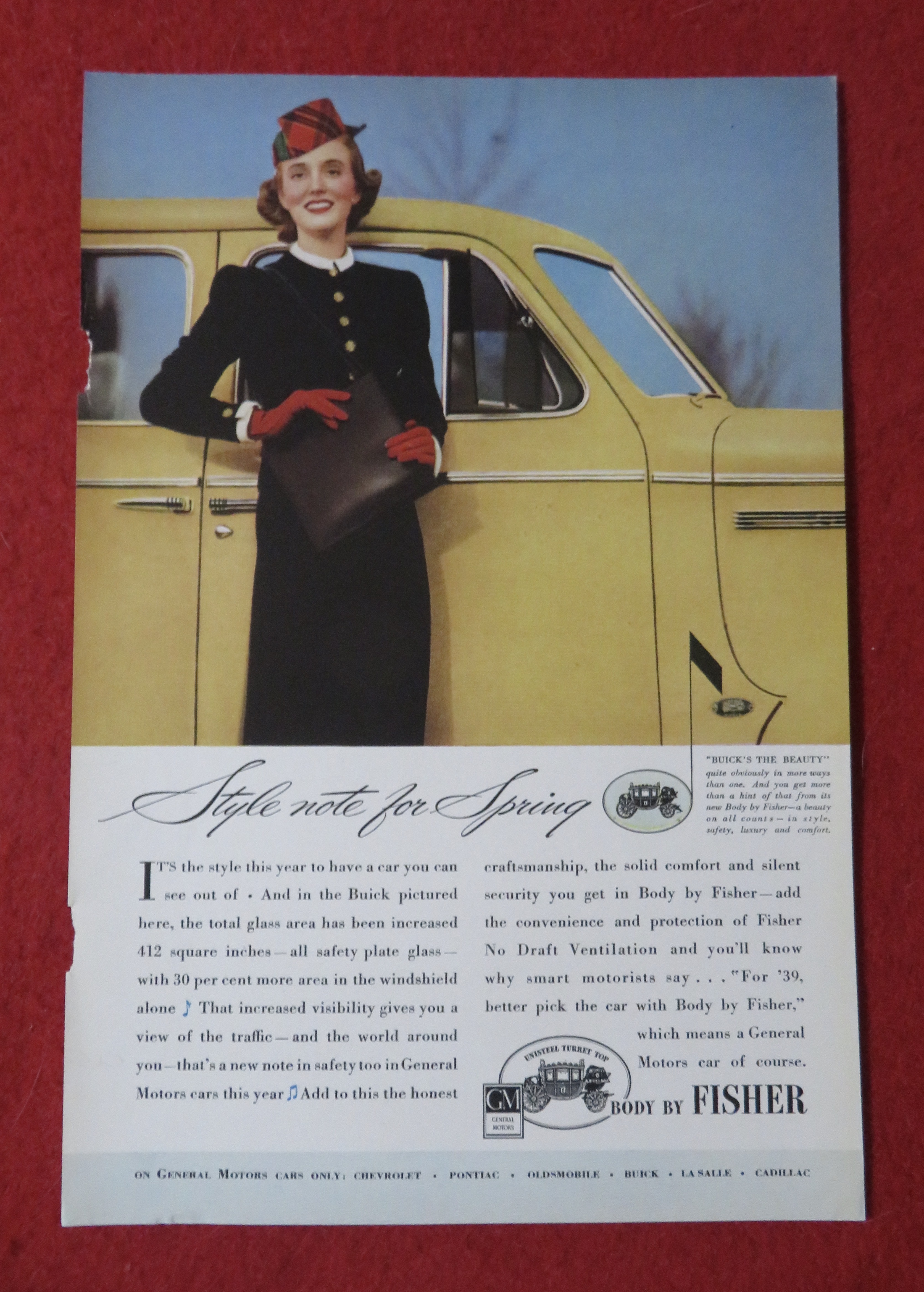 1939 Body By Fisher with Woman Standing By Car