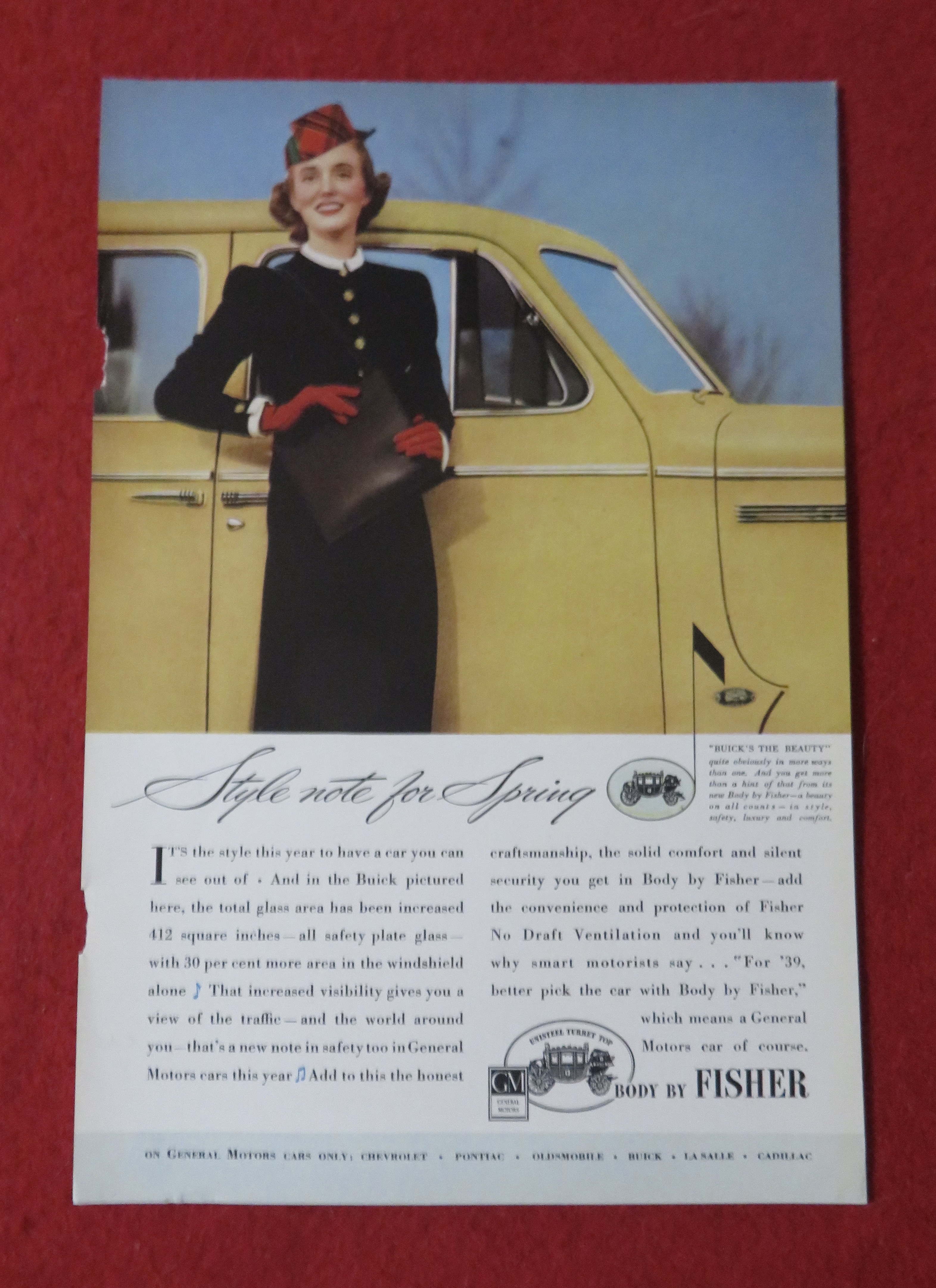 1939 Body By Fisher with Woman Standing By Car