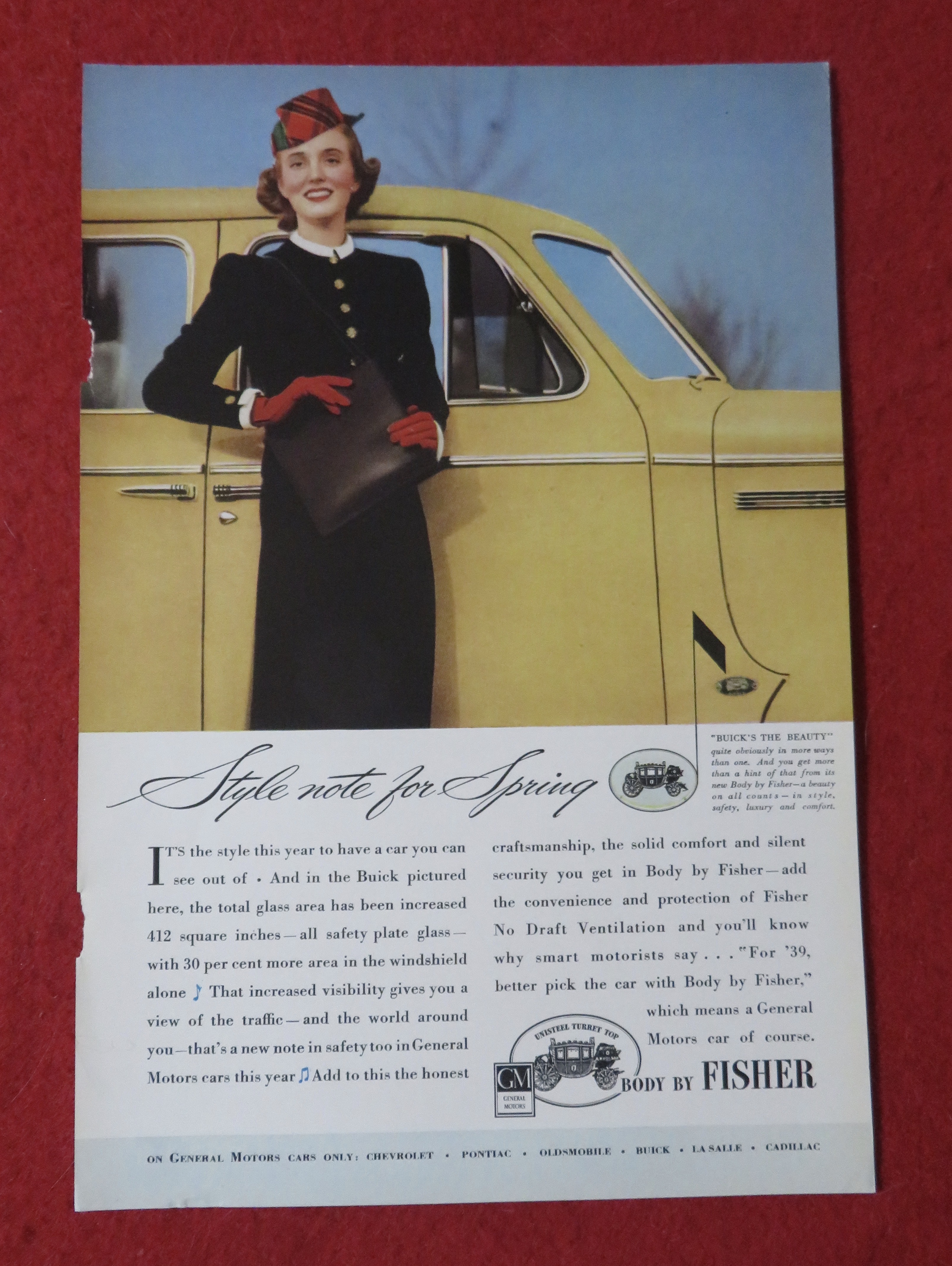 1939 Body By Fisher with Woman Standing By Car