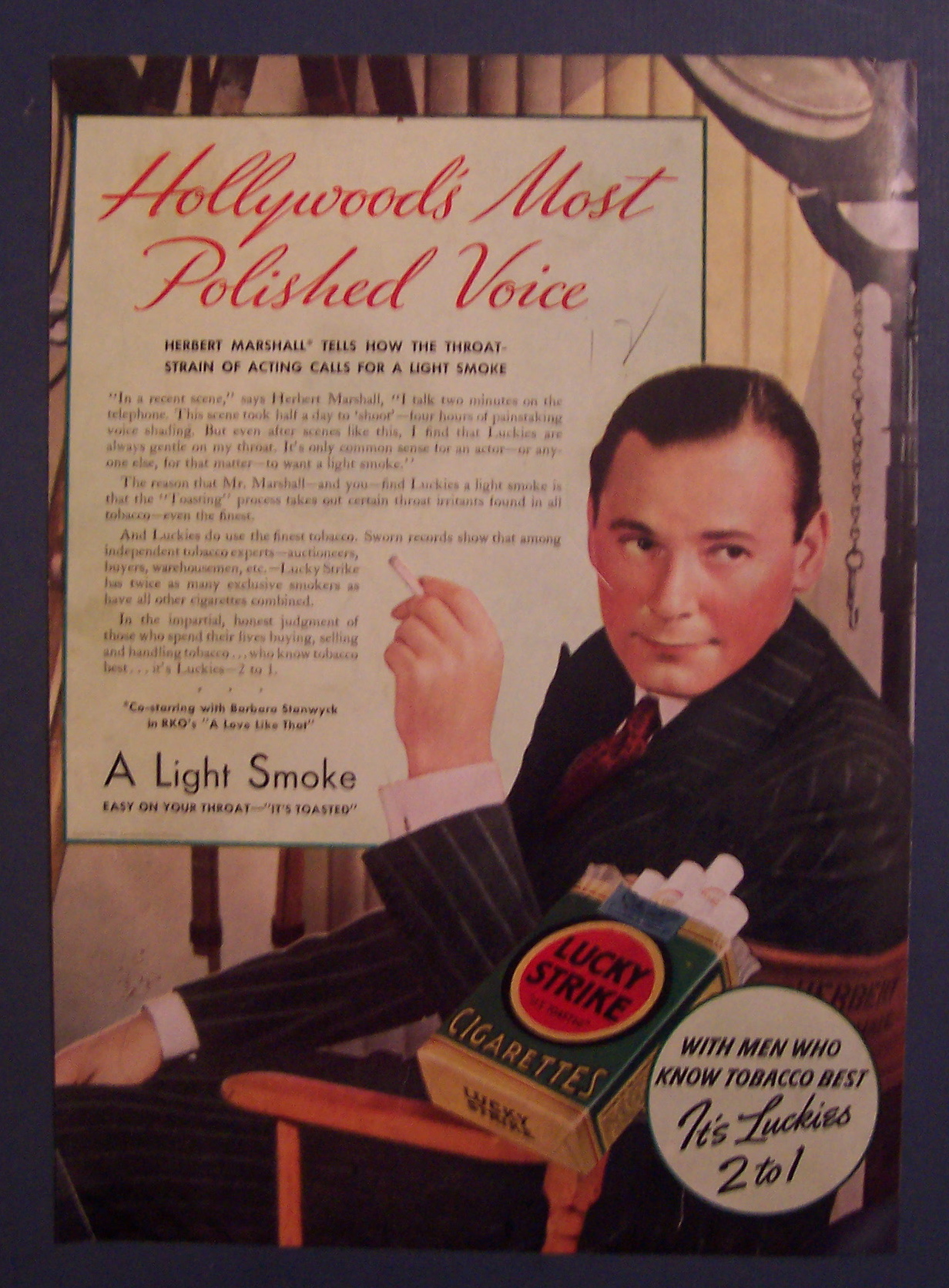 1937 Lucky Strike Cigarettes with Herbert Marshall