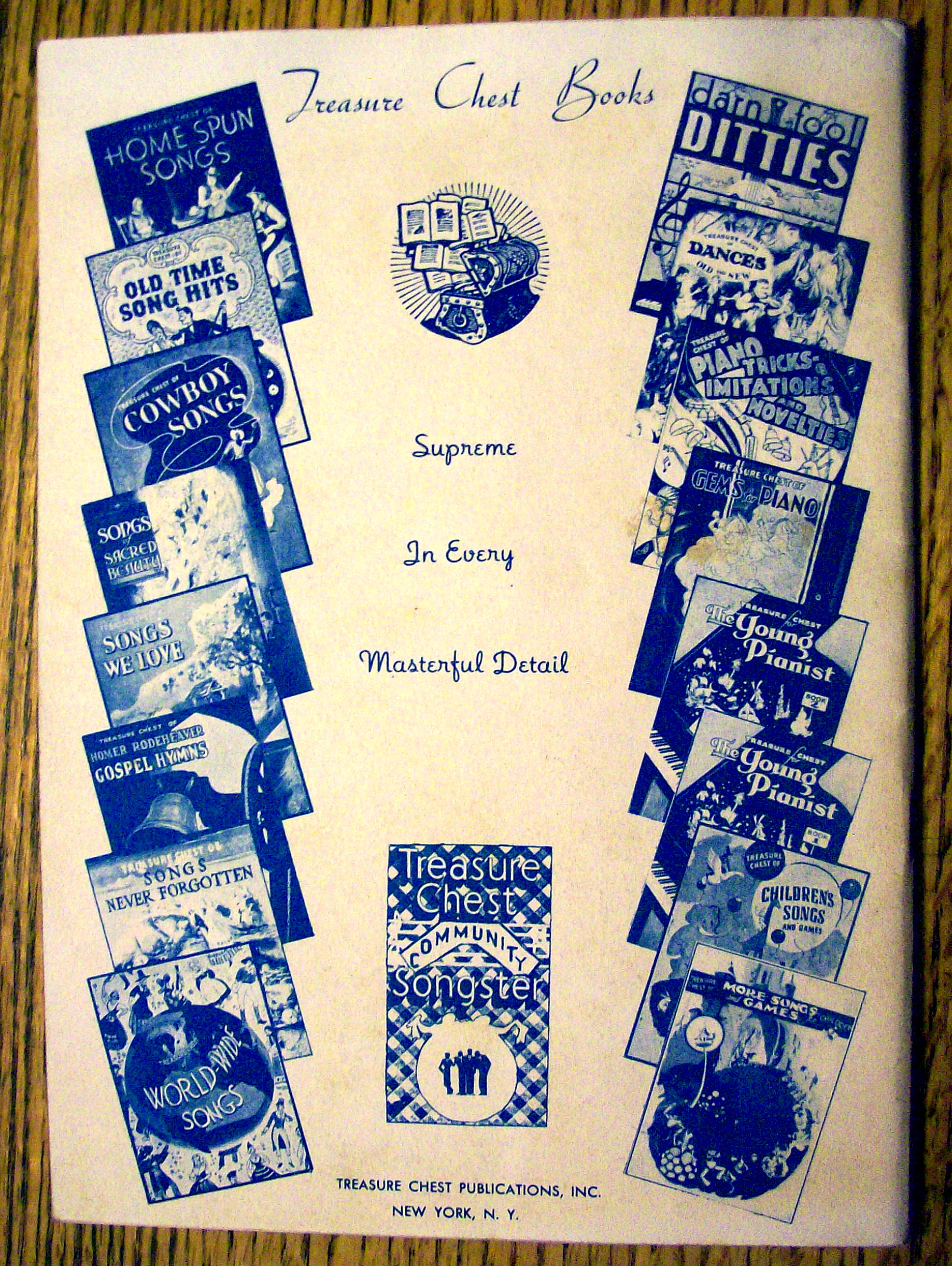 1935 Treasure Chest Of Old Time Song Hits Booklet