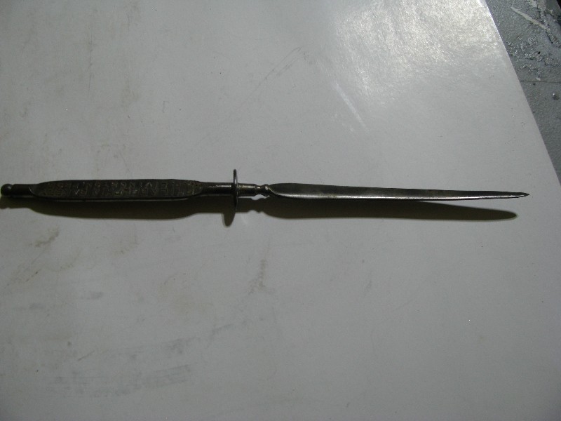 Antique Metal Advertising Letter Opener Stiletto Style Desk Tool