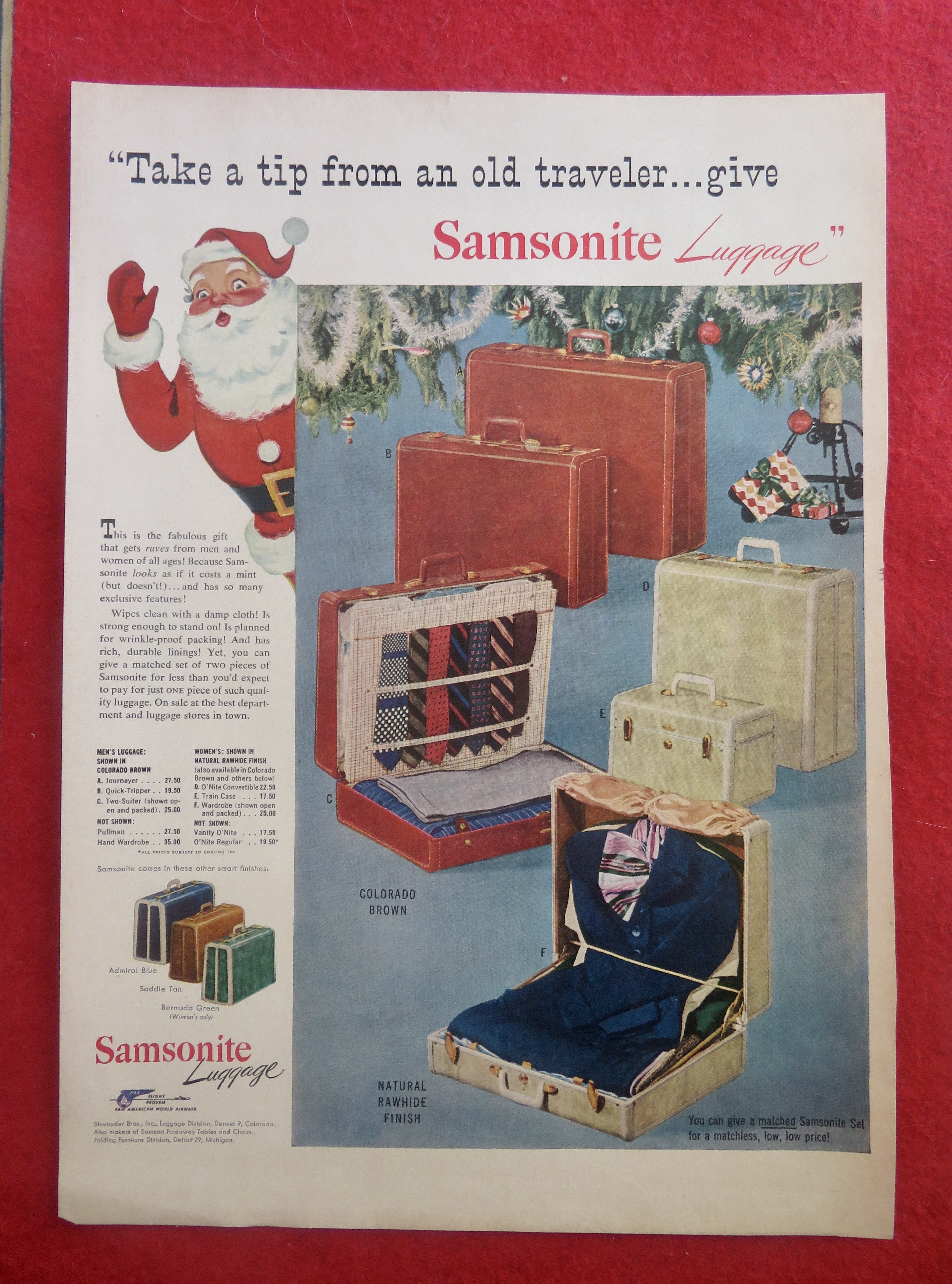 1950's Samsonite Luggage with Santa Claus