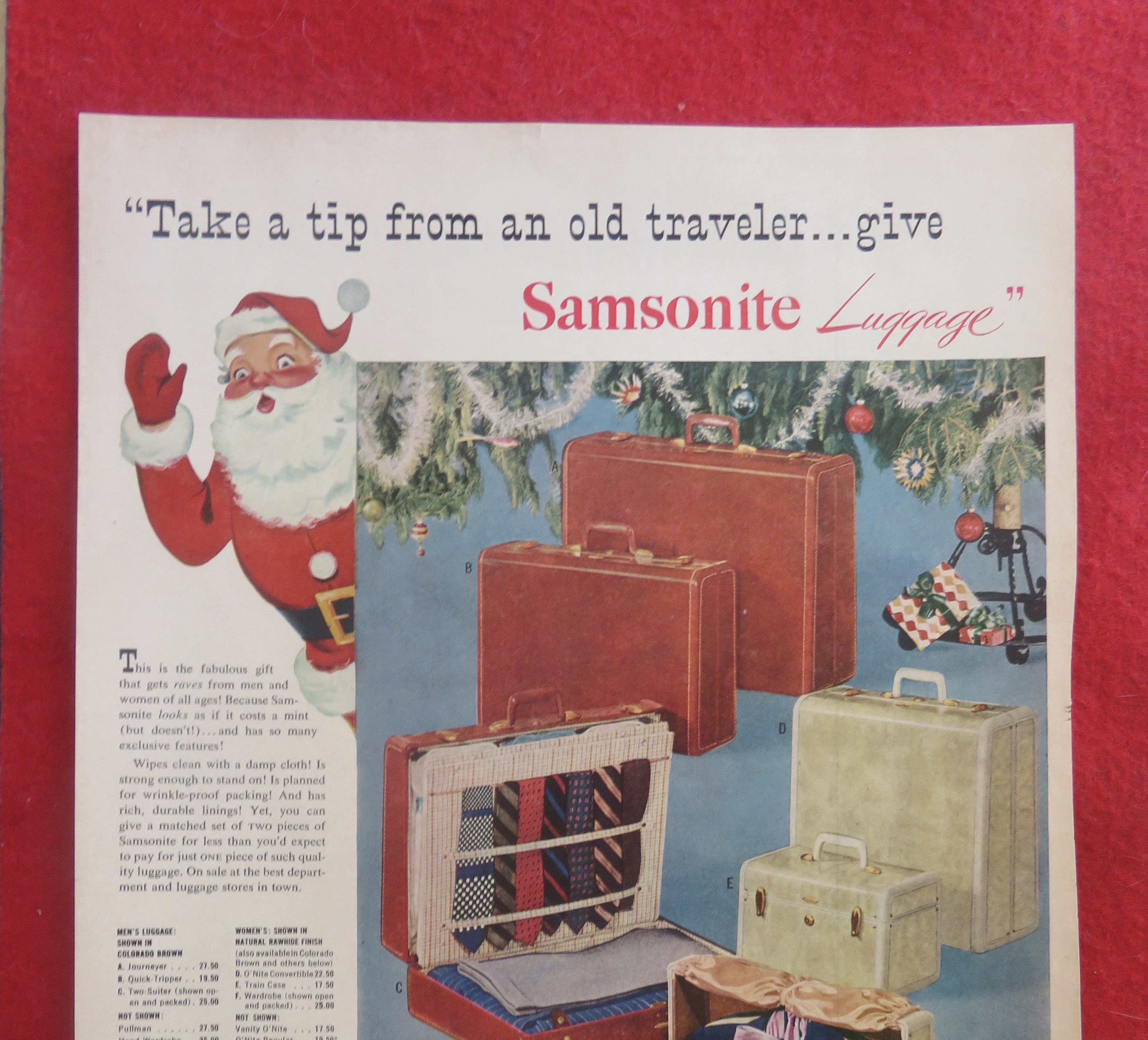 1950's Samsonite Luggage with Santa Claus