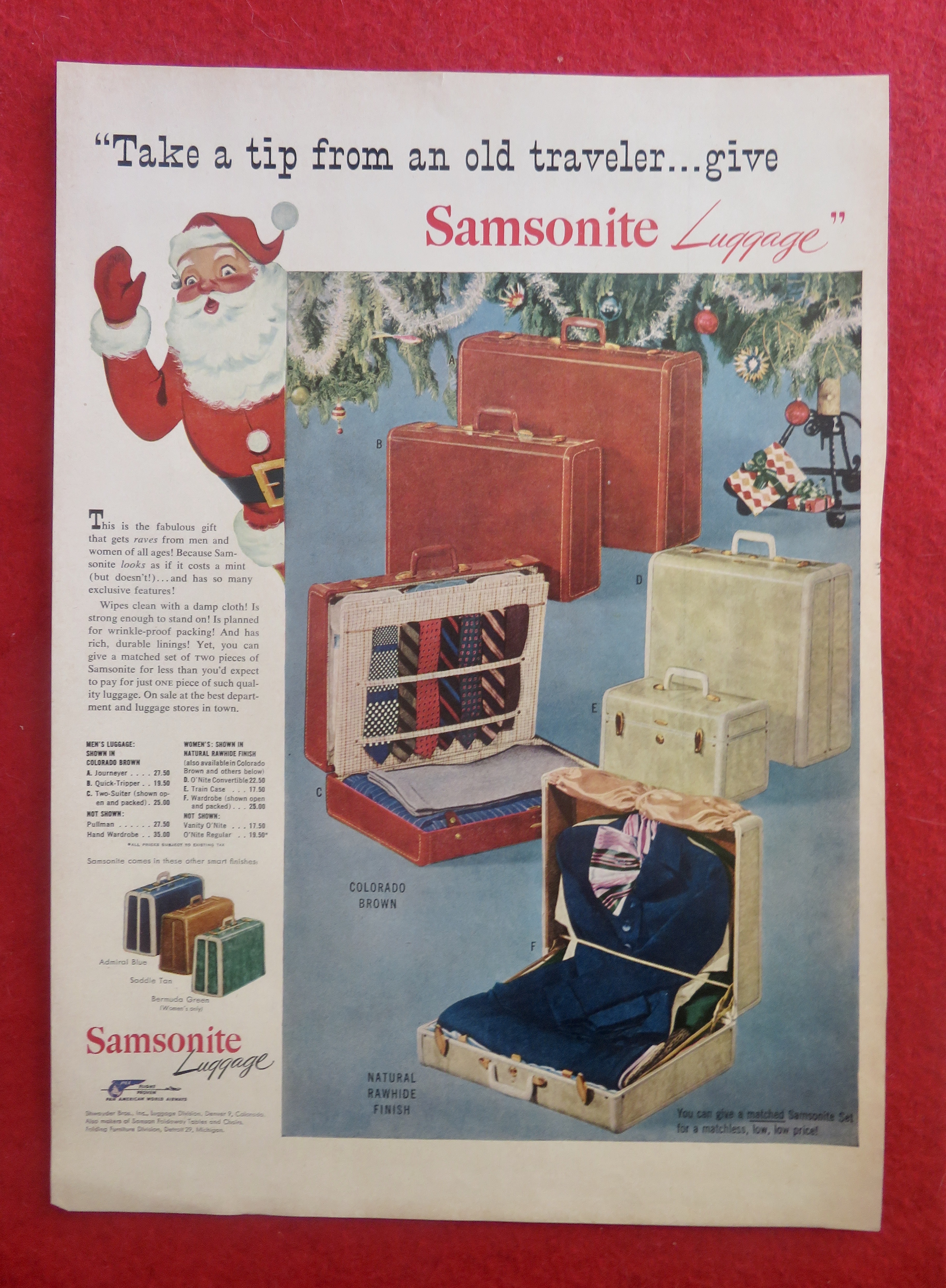 1950's Samsonite Luggage with Santa Claus