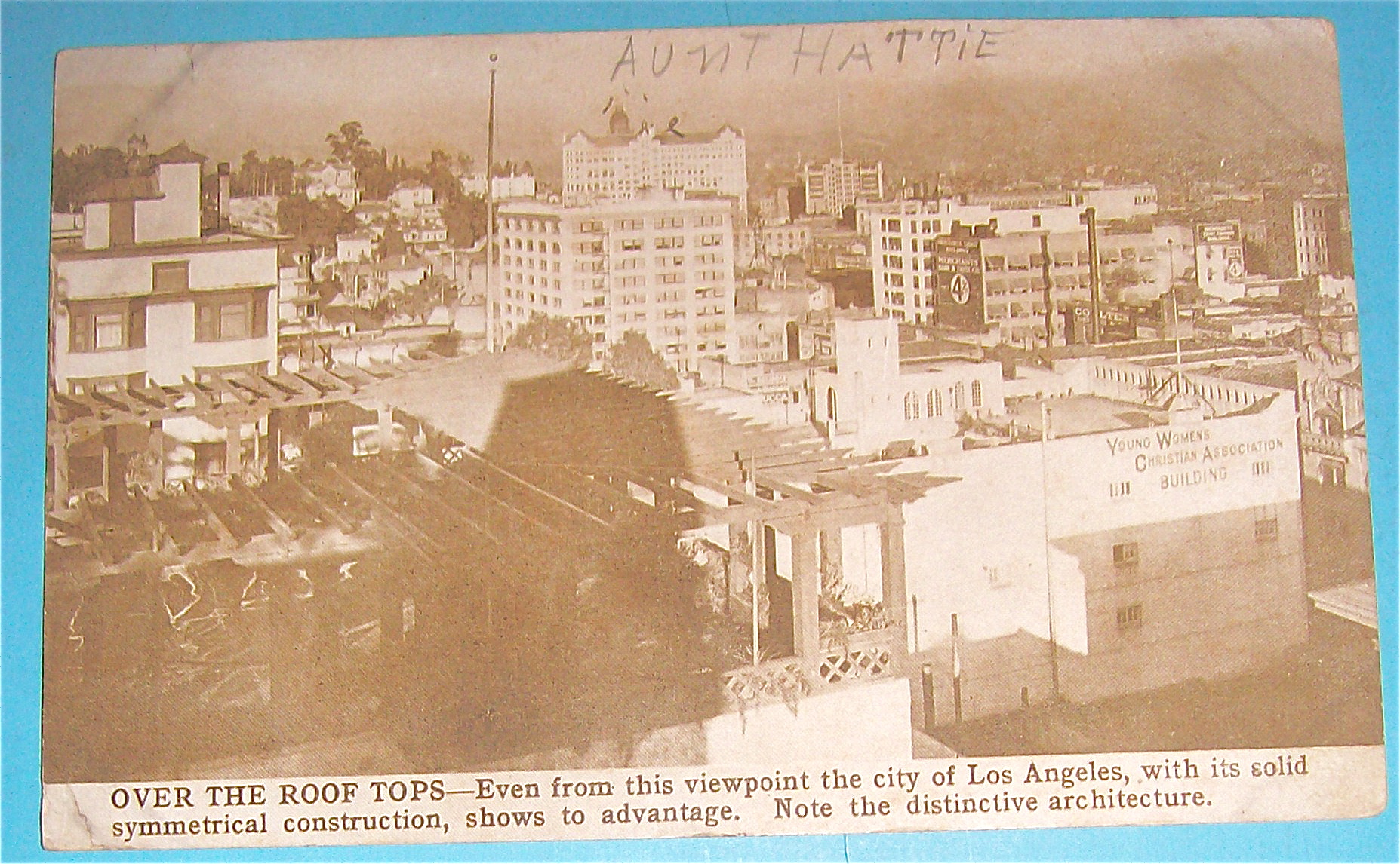 Over The Roof Tops Of Los Angeles Postcard-Pan Pac Expo