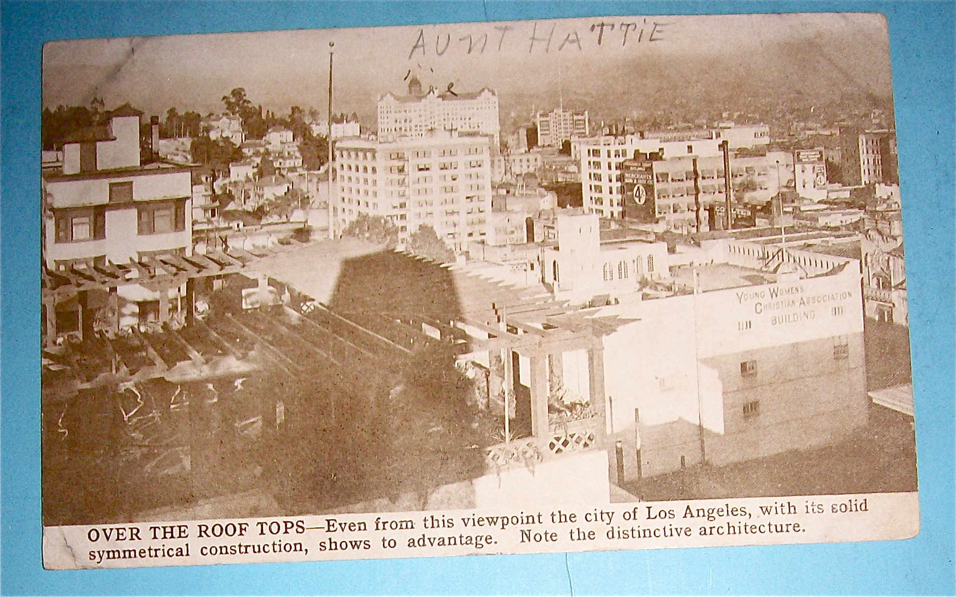 Over The Roof Tops Of Los Angeles Postcard-Pan Pac Expo