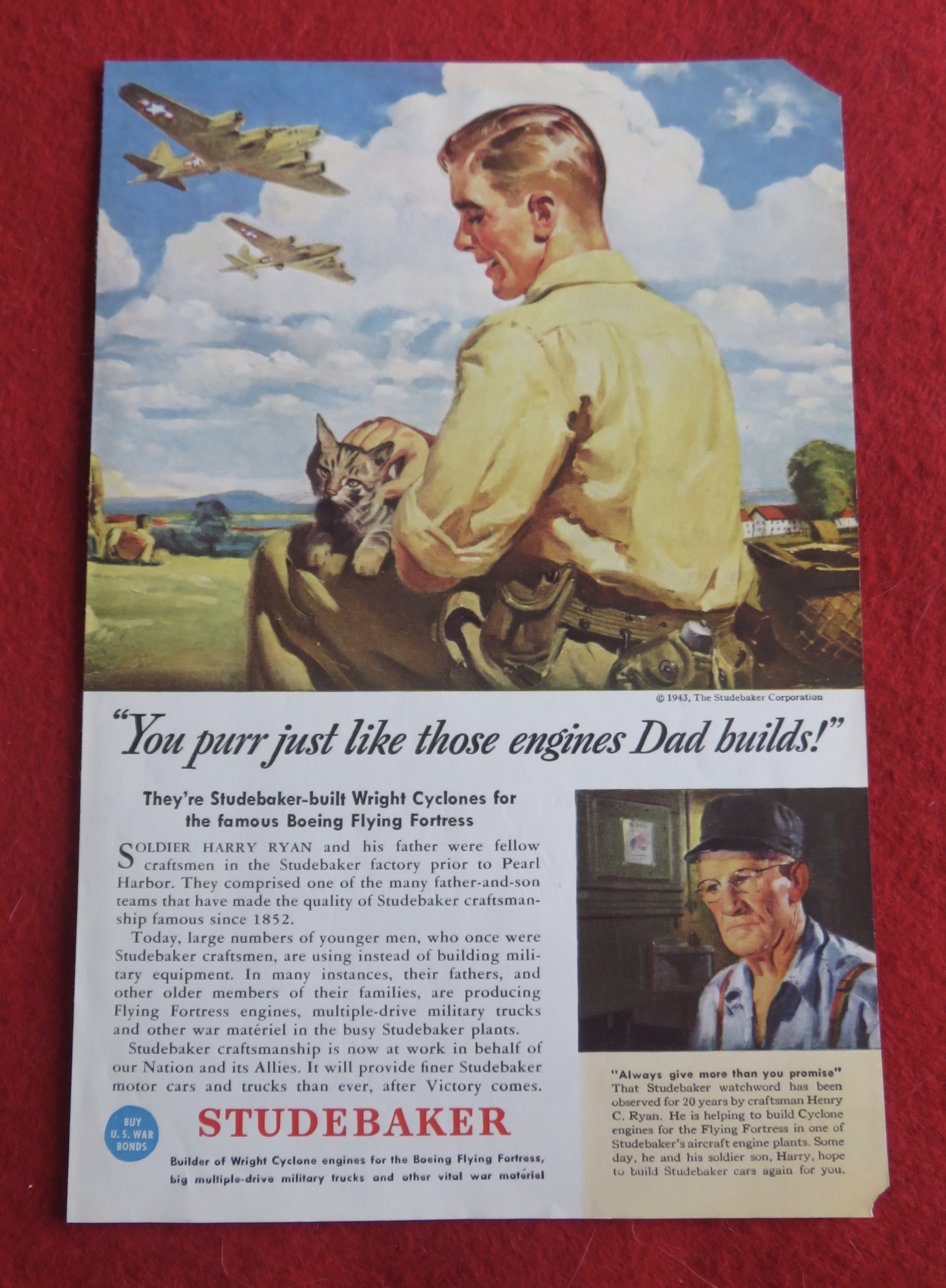 1943 Studebaker with Man Petting His Cat