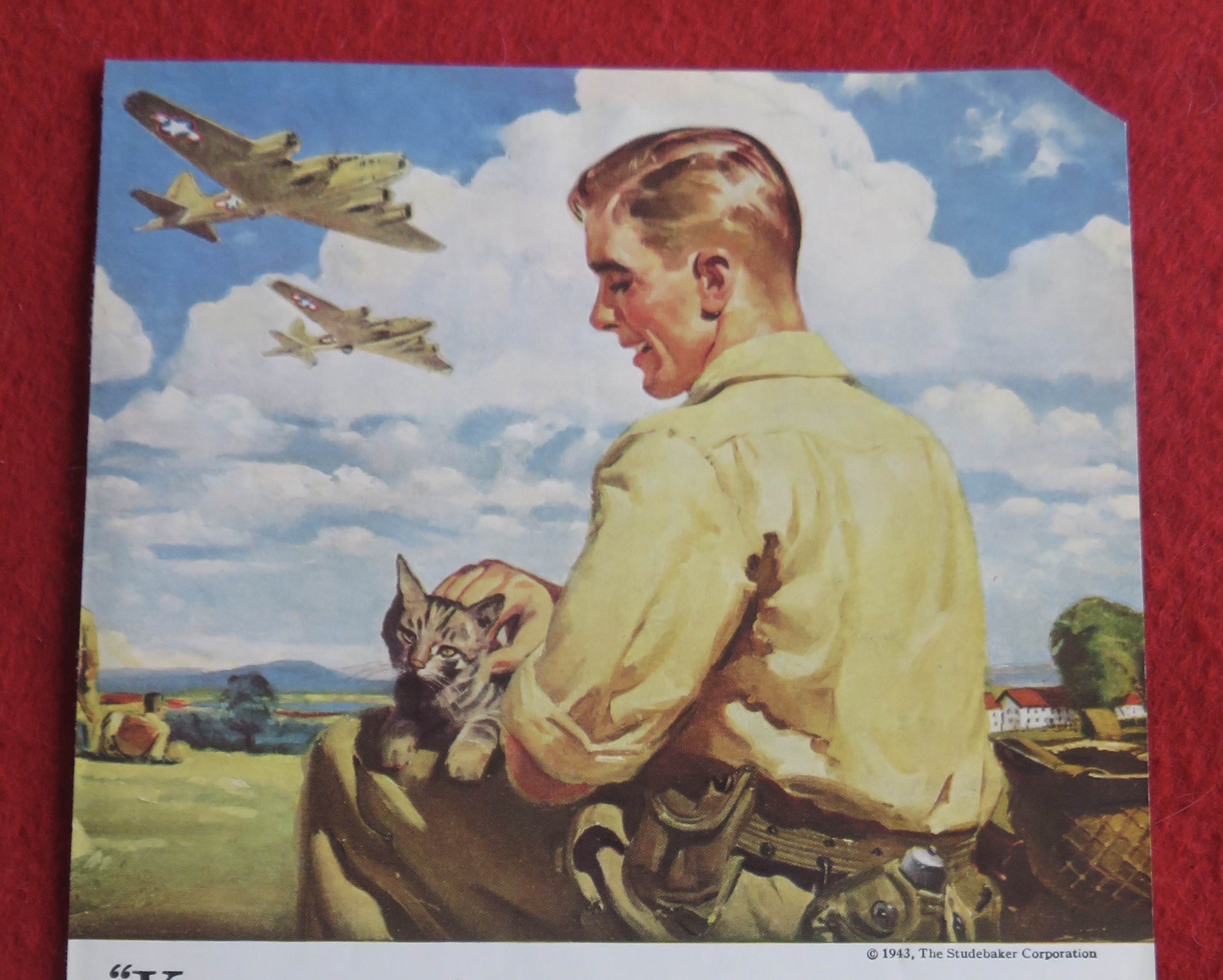 1943 Studebaker with Man Petting His Cat