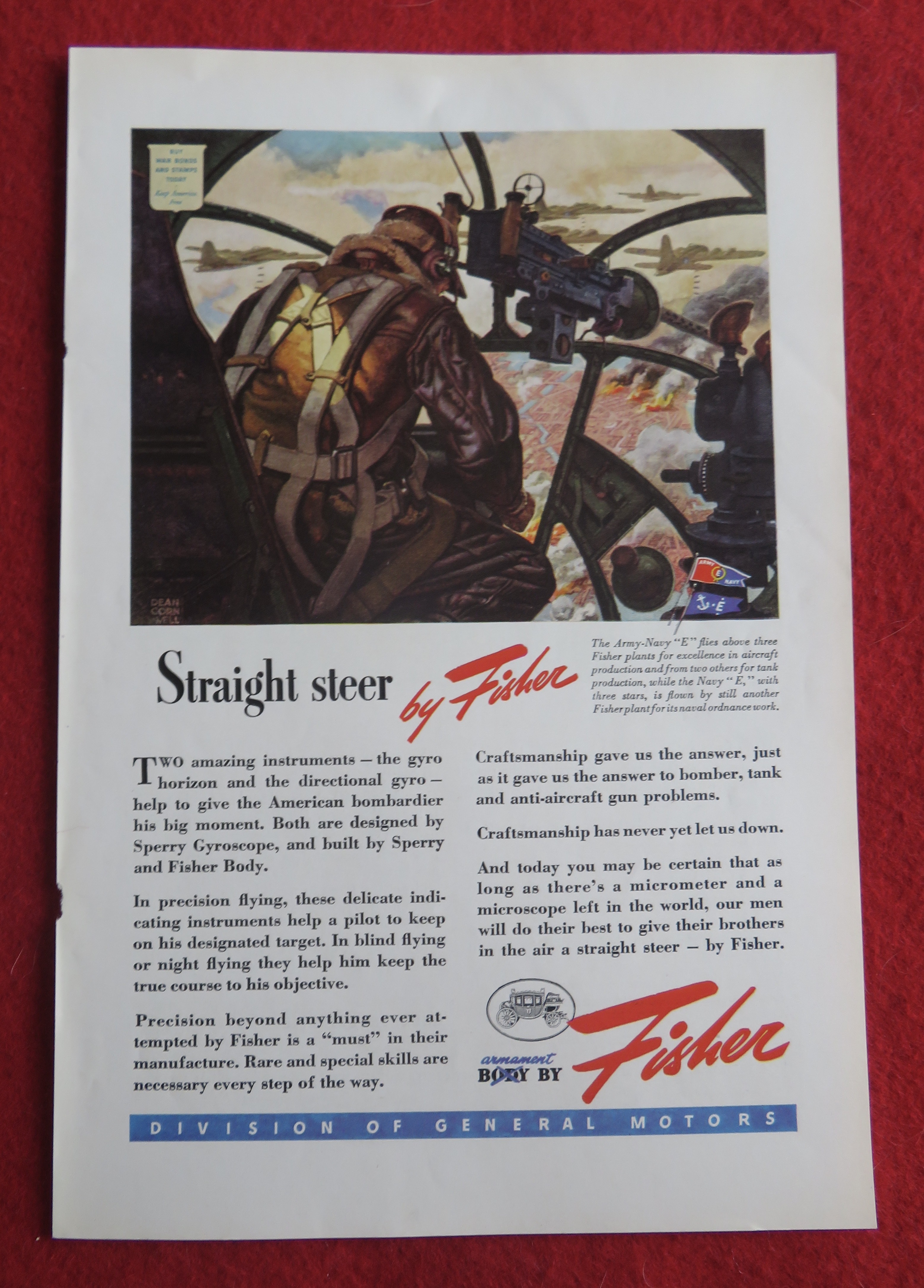 1943 Body By Fisher w/ Planes Bombing By Dean Cornwell