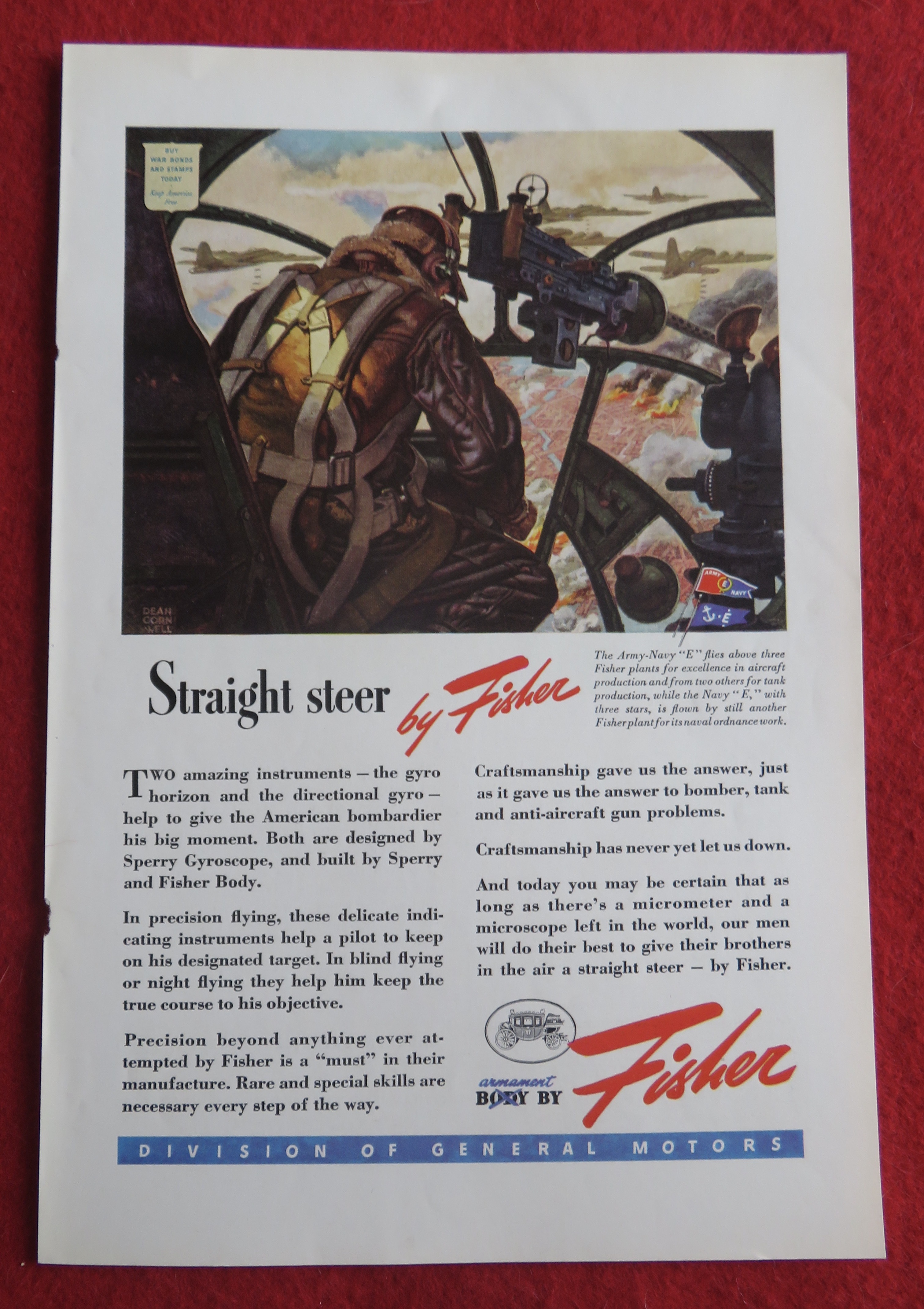 1943 Body By Fisher w/ Planes Bombing By Dean Cornwell