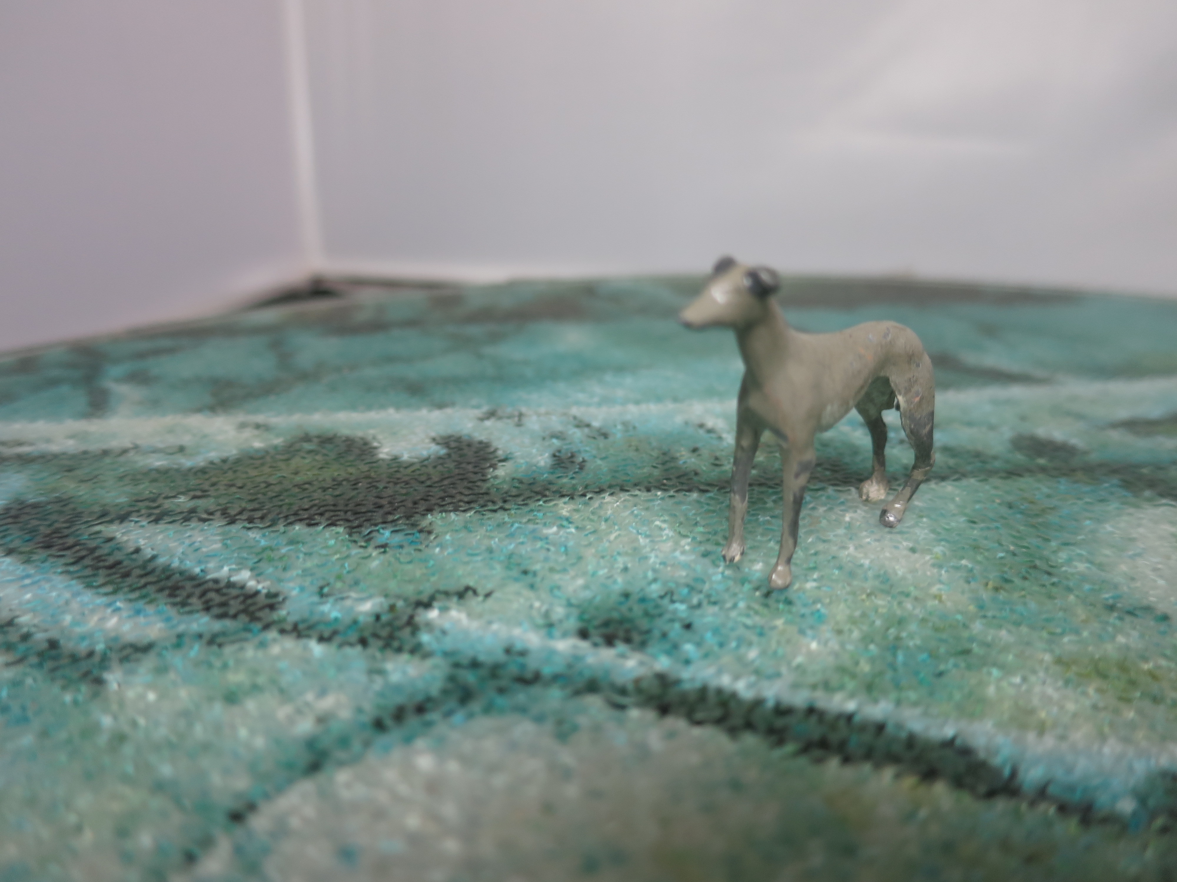 Greyhound Germany metal lead dog toy figurine Grey