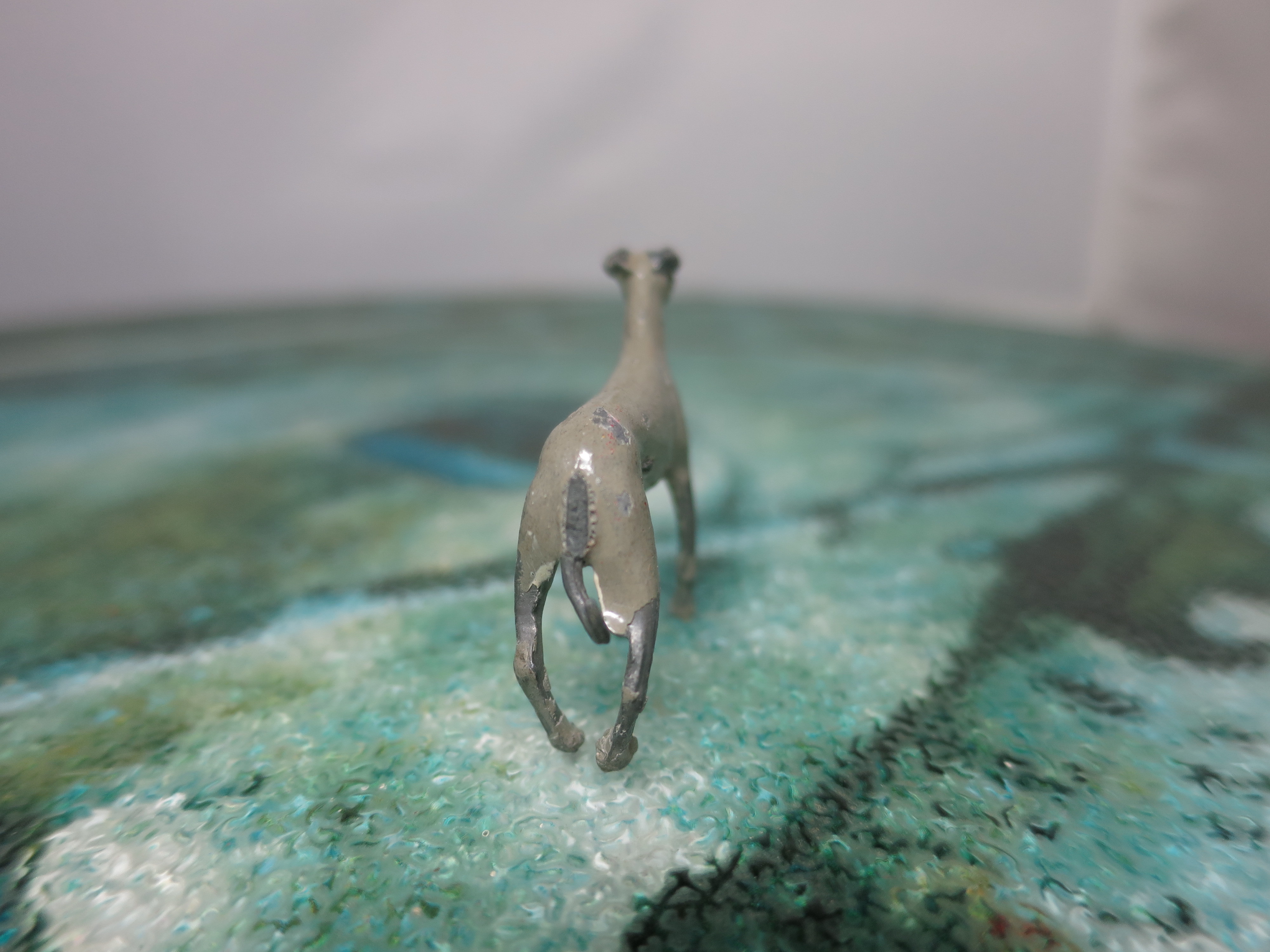 Greyhound Germany metal lead dog toy figurine Grey
