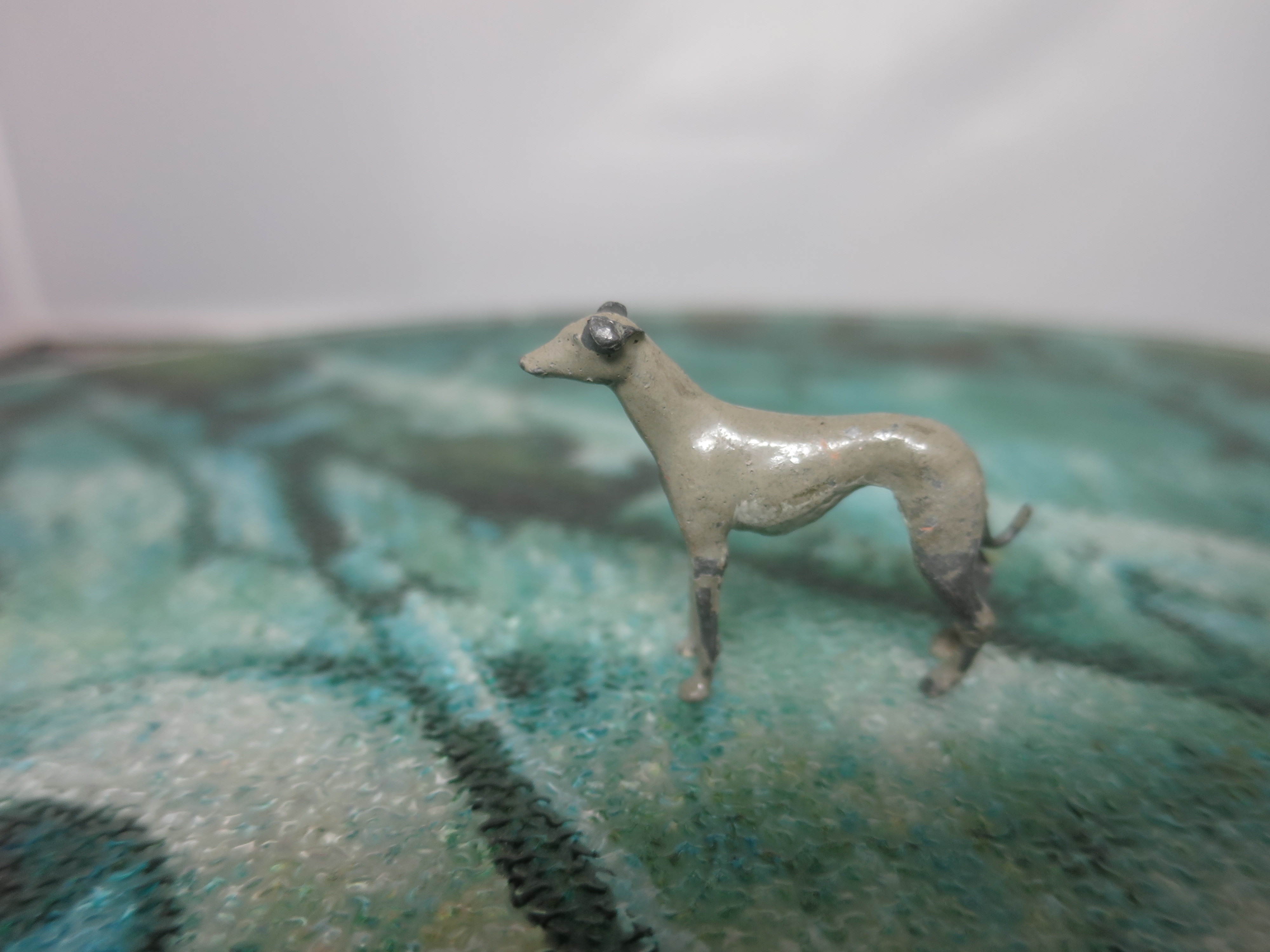 Greyhound Germany metal lead dog toy figurine Grey