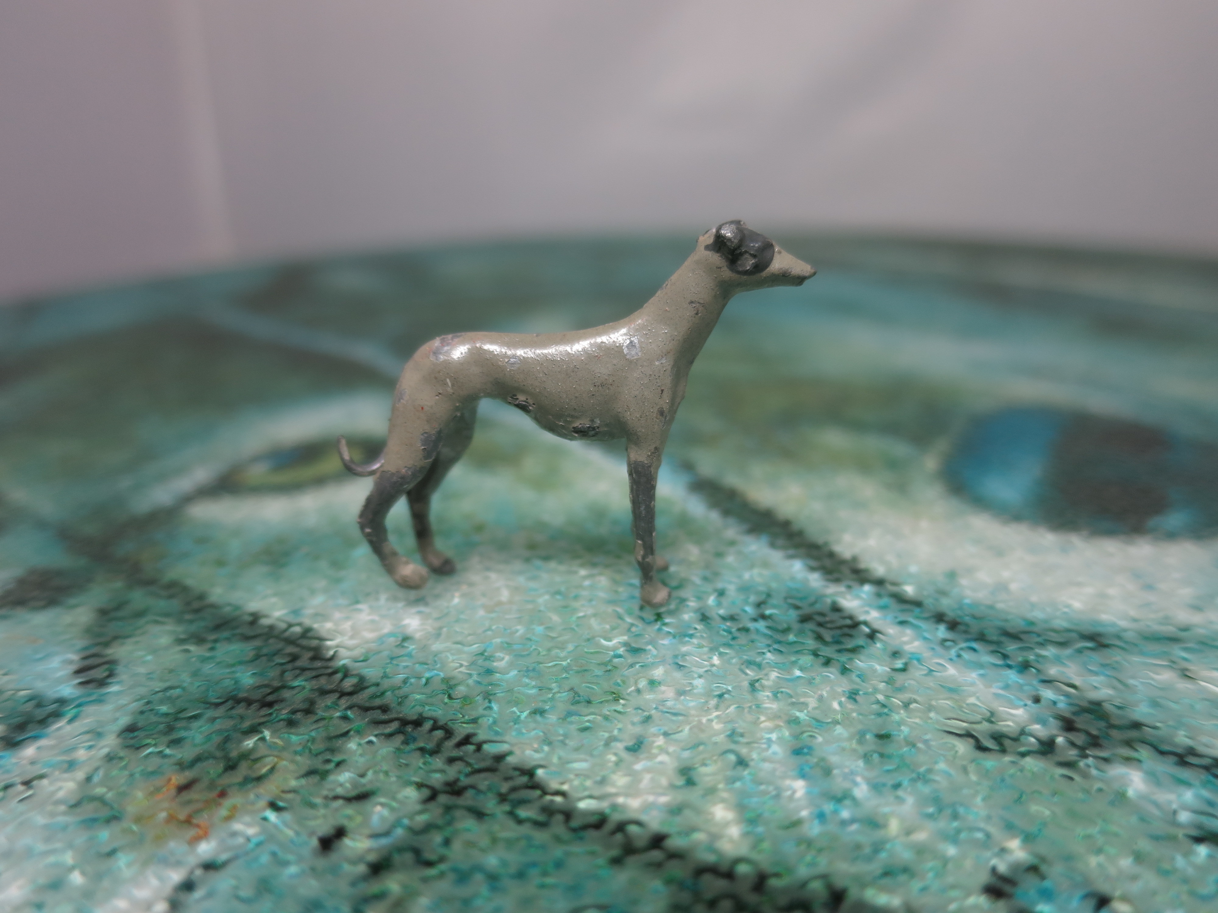 Greyhound Germany metal lead dog toy figurine Grey