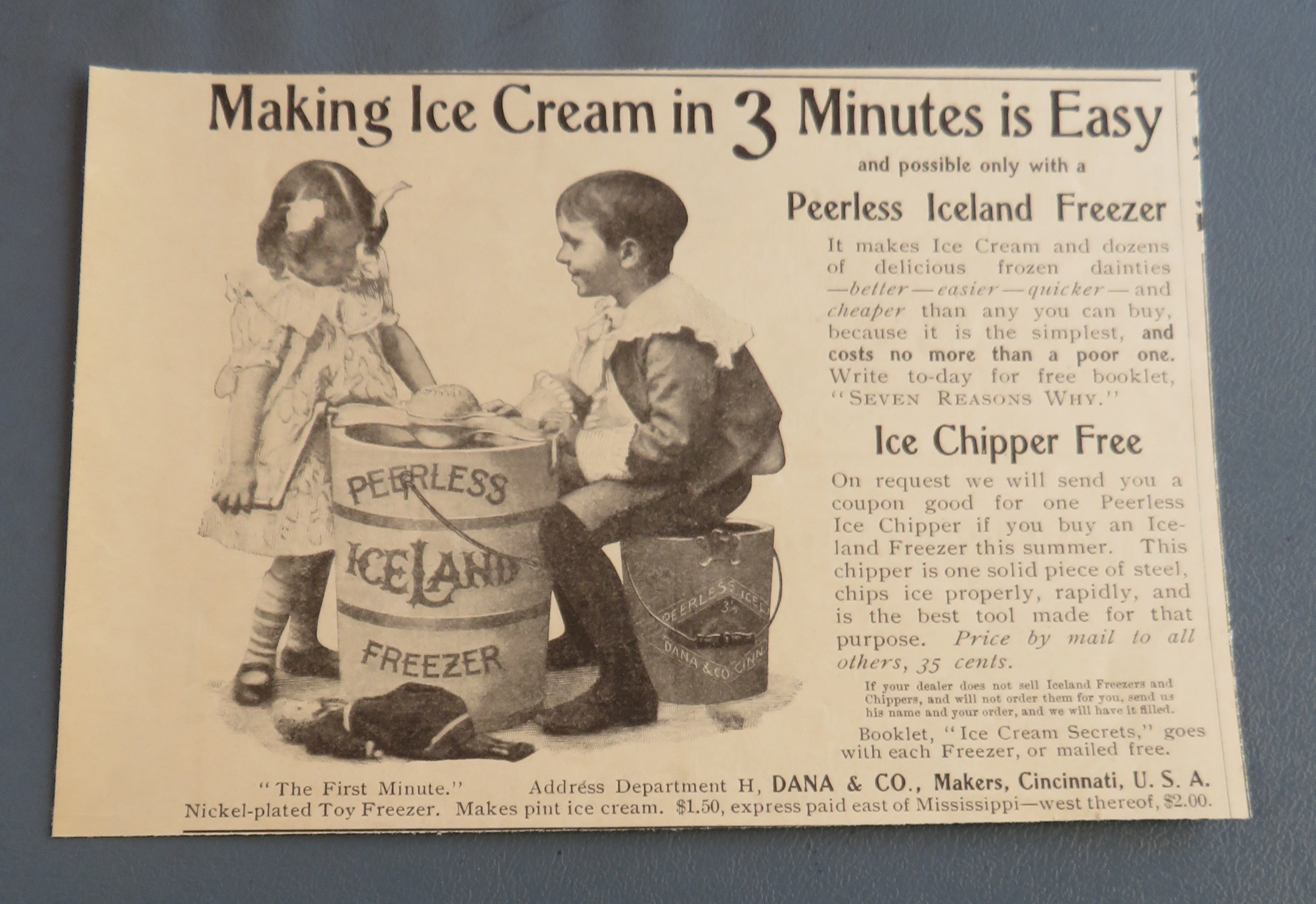 1899 Peerless Iceland Freezer with Making Ice Cream
