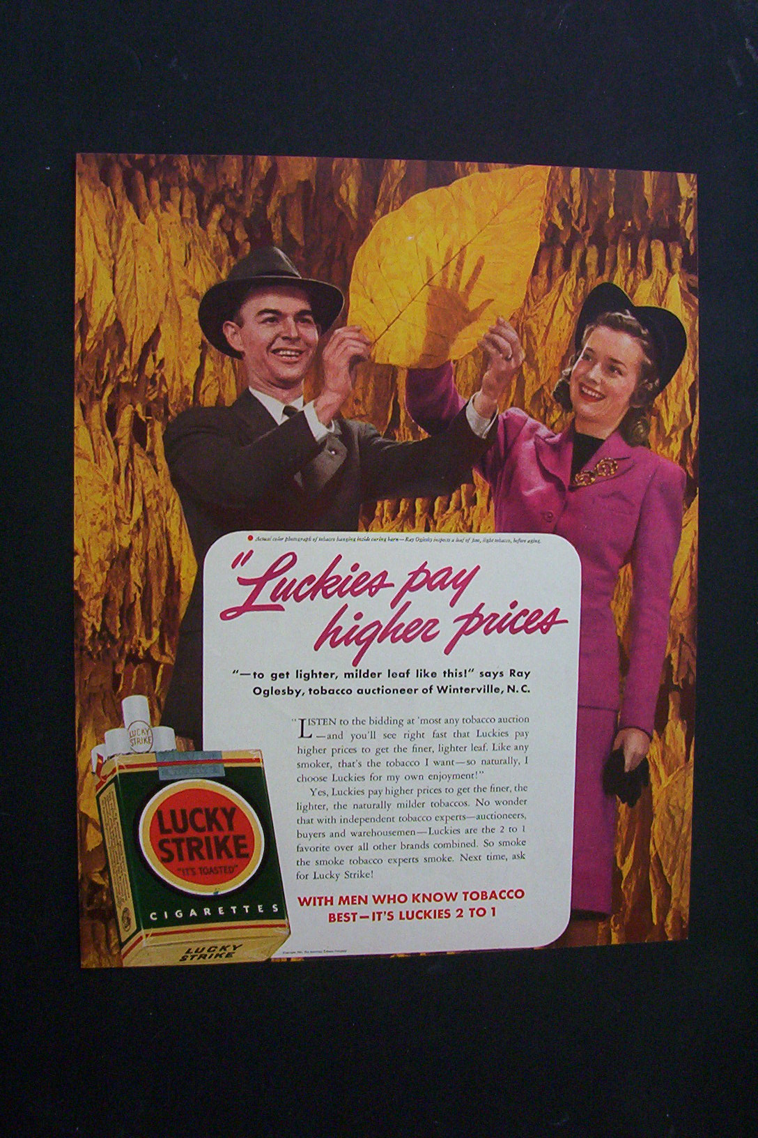 1941 Dual Ad: Lucky Strike Cigarette & Mobilgas