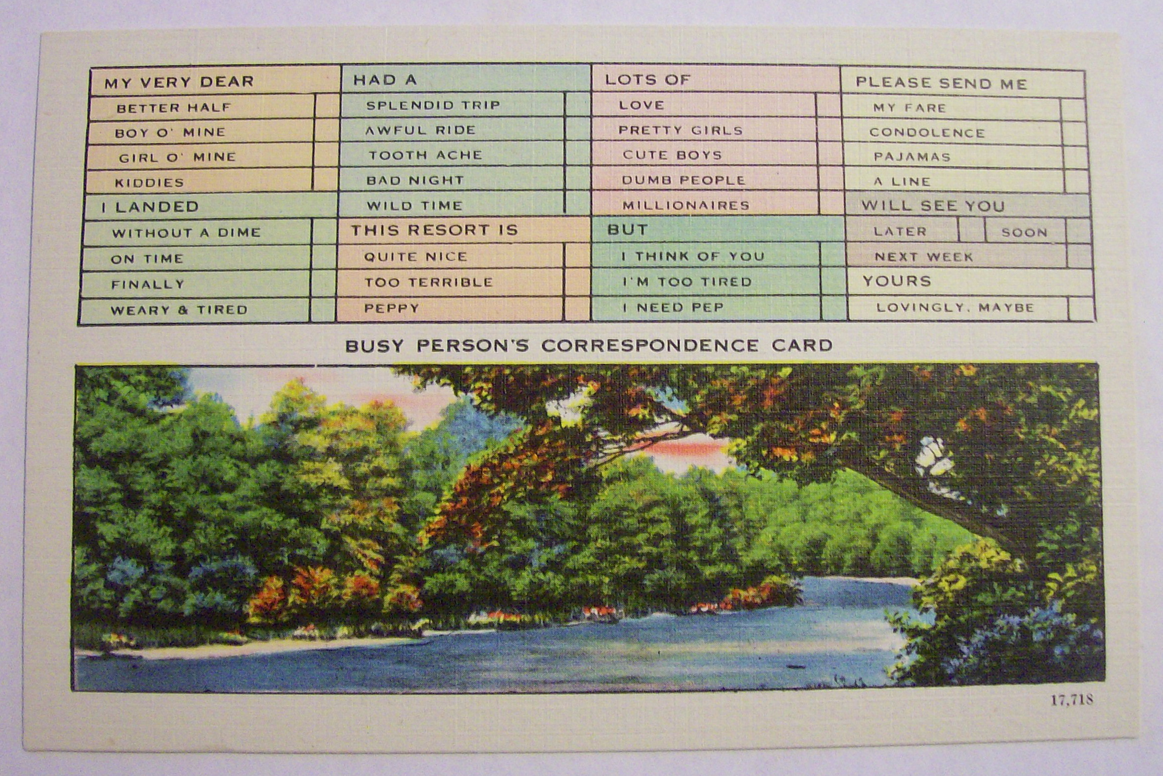 Busy Person's Correspondence Postcard