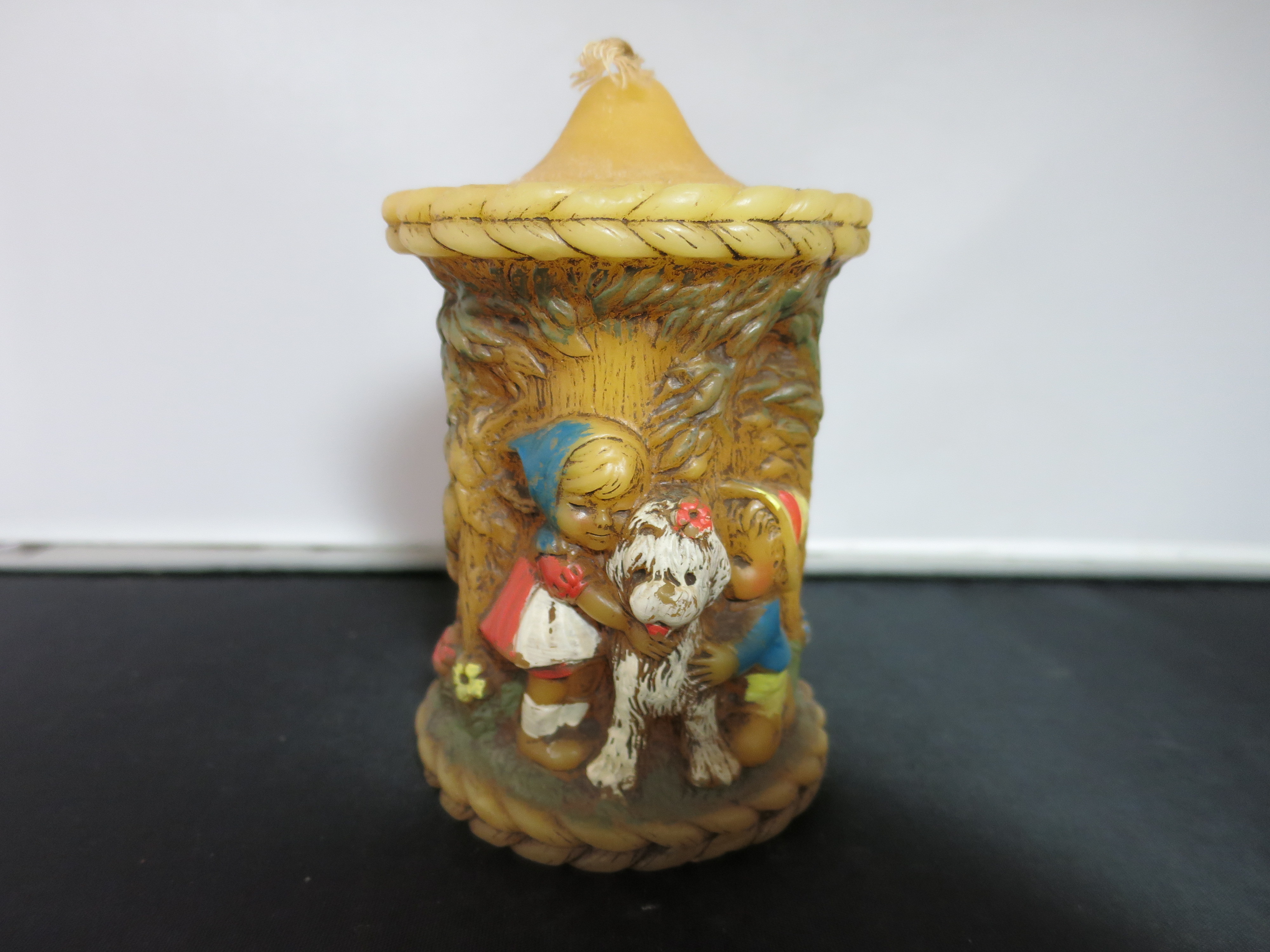 Alpine Originals Hand Painted Candle 1978 Boy Girl Dog