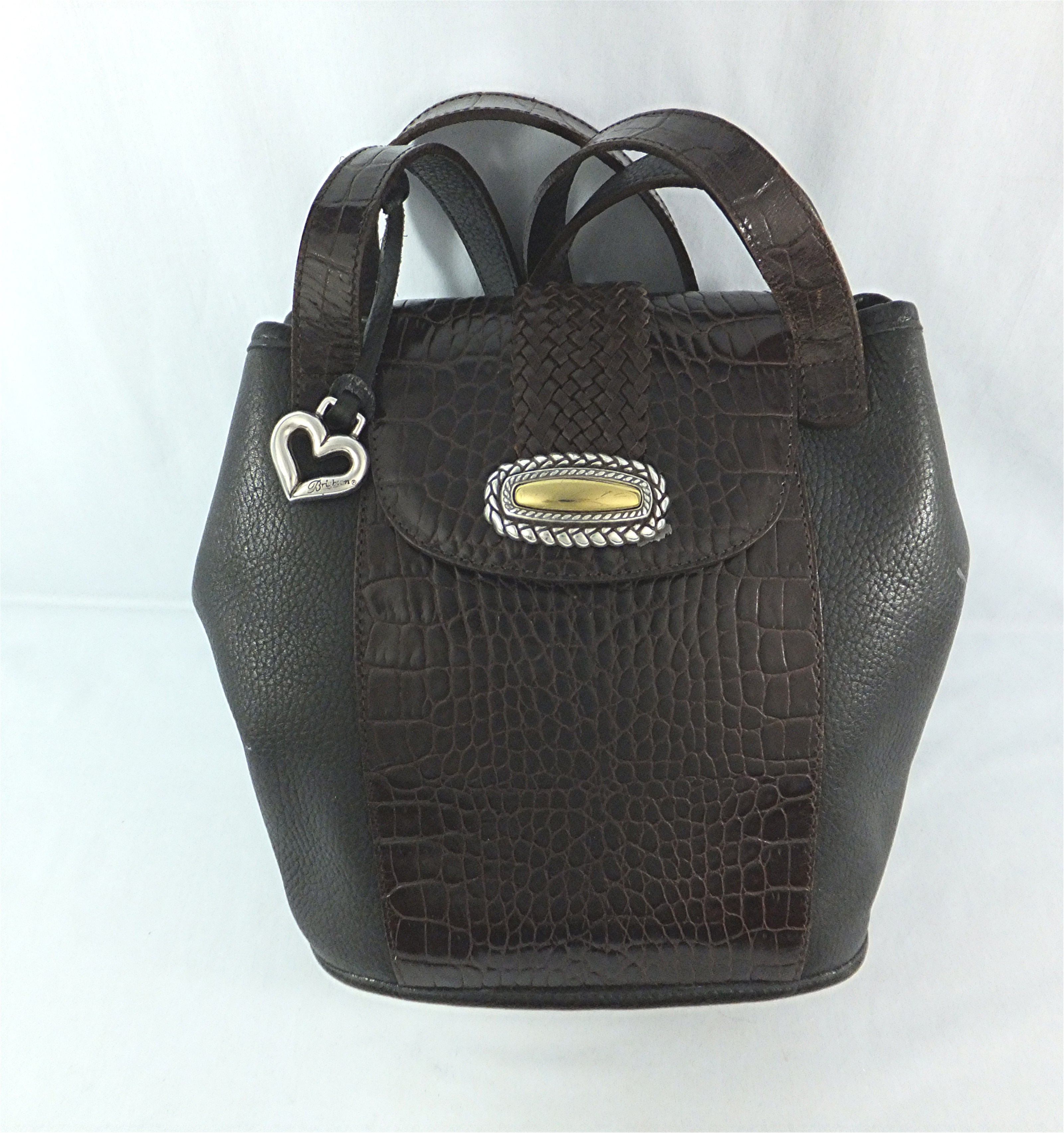 Brighton Embossed Leather Bag Brown Embossed Croc