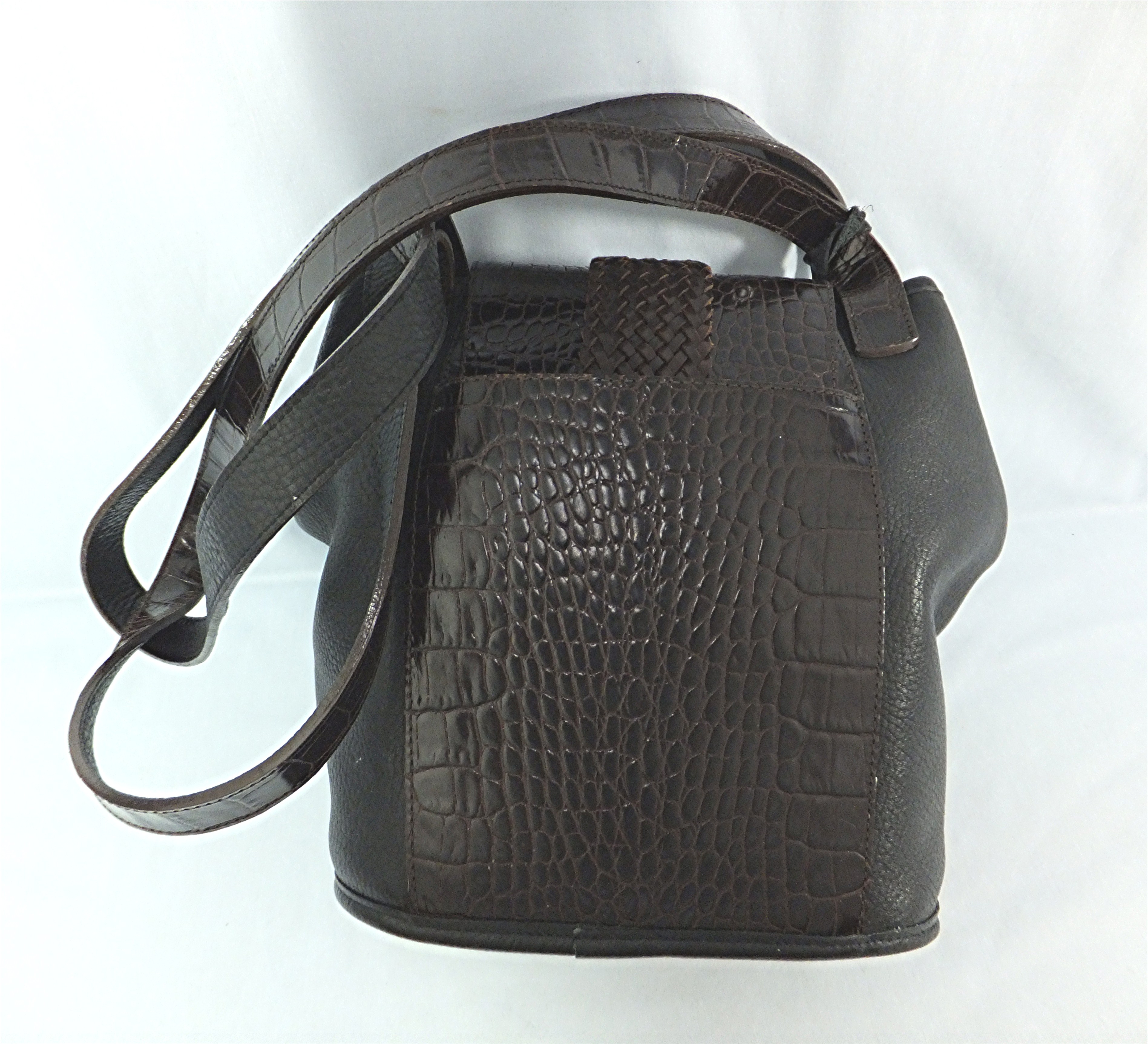 Brighton Embossed Leather Bag Brown Embossed Croc