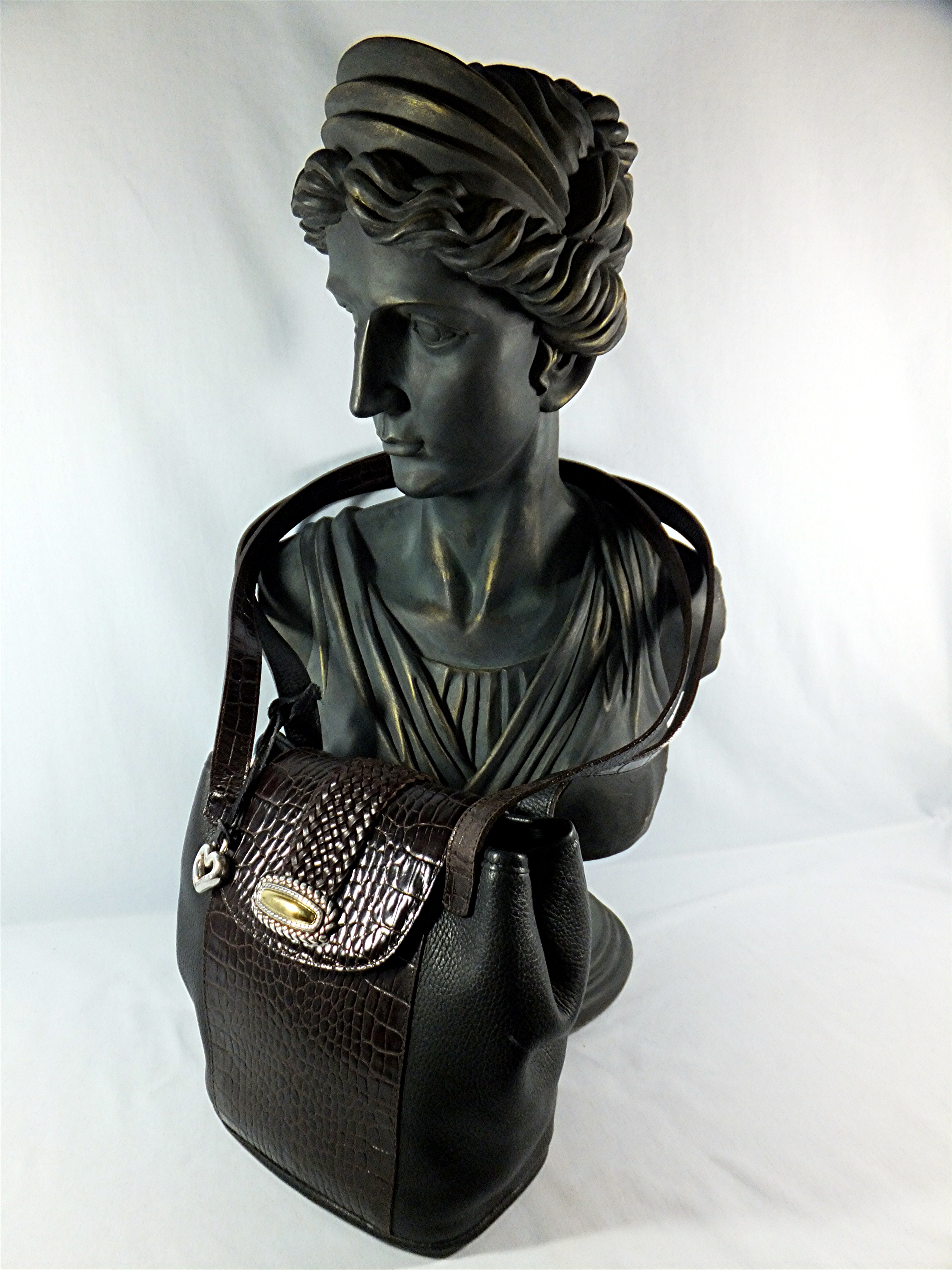 Brighton Embossed Leather Bag Brown Embossed Croc