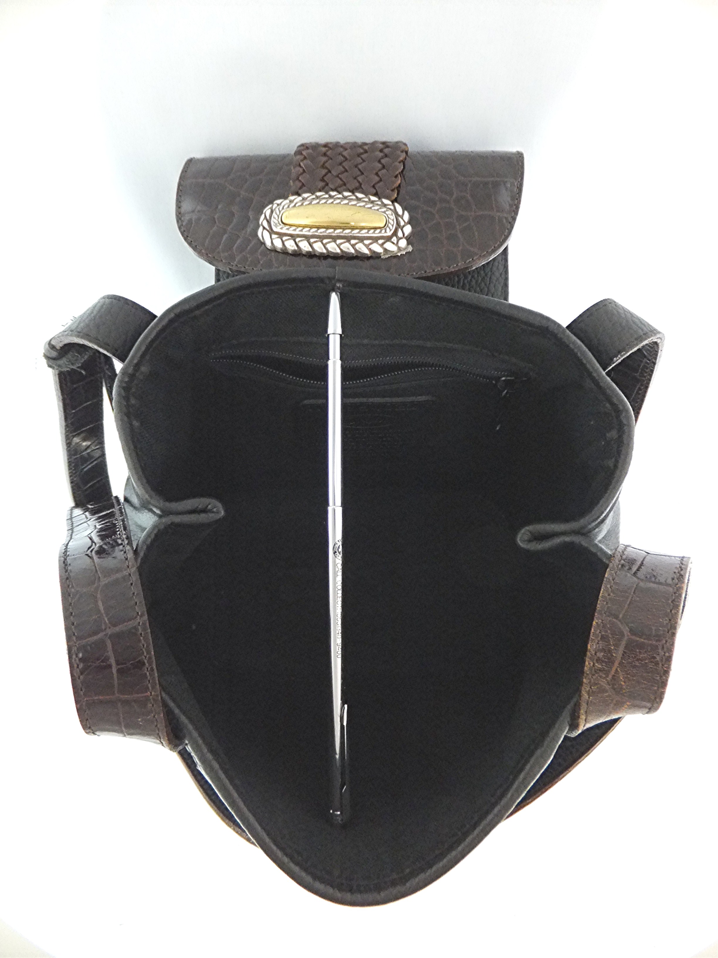 Brighton Embossed Leather Bag Brown Embossed Croc