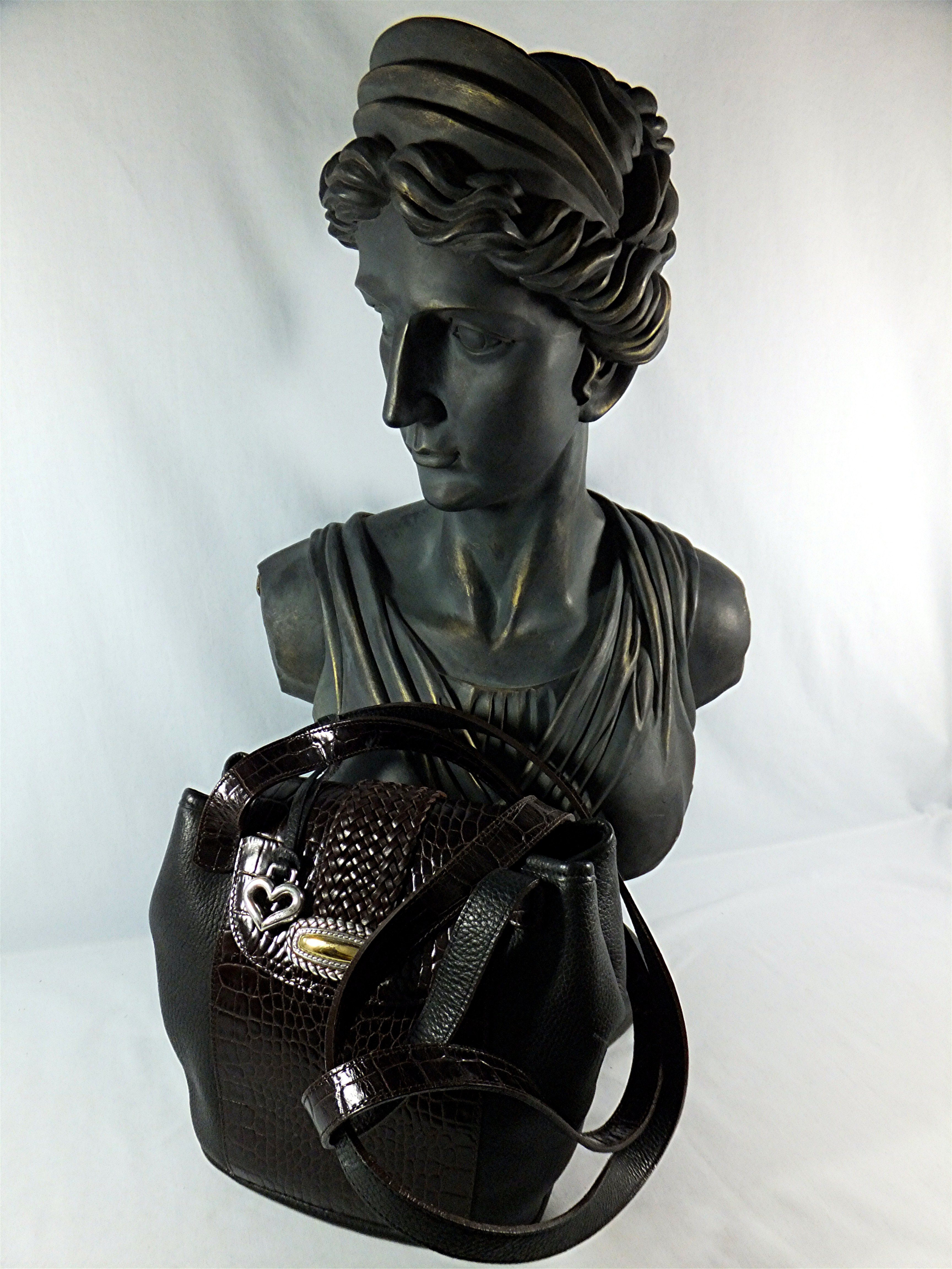 Brighton Embossed Leather Bag Brown Embossed Croc