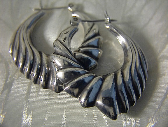 Signed Sterling Silver Hoop Earrings