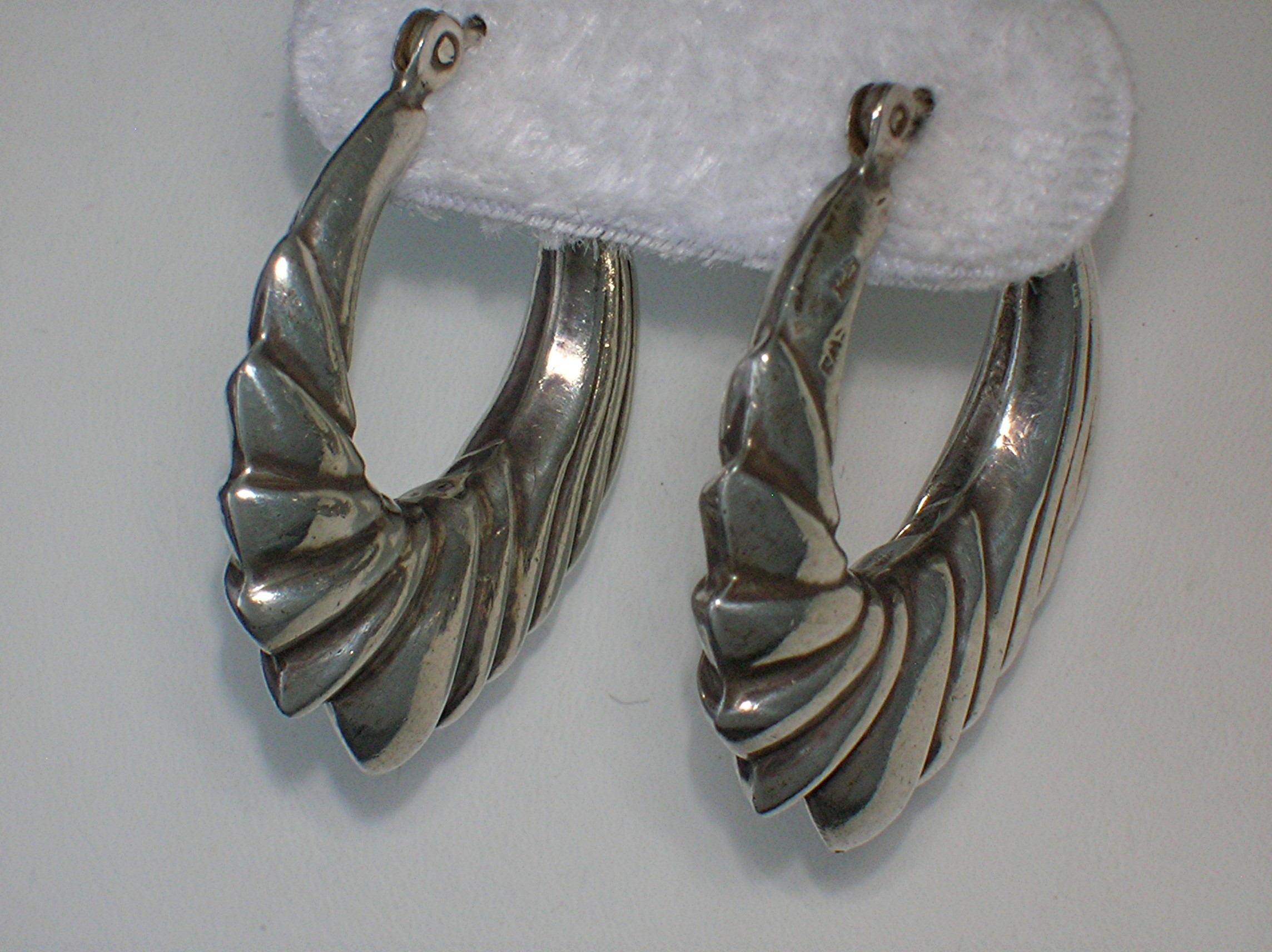 Signed Sterling Silver Hoop Earrings