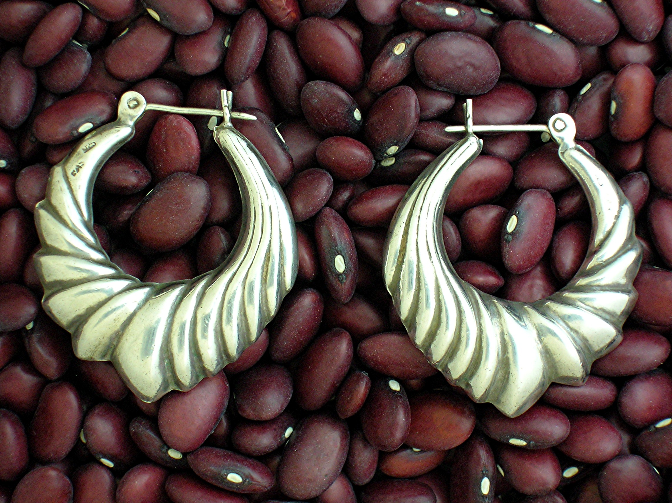 Signed Sterling Silver Hoop Earrings