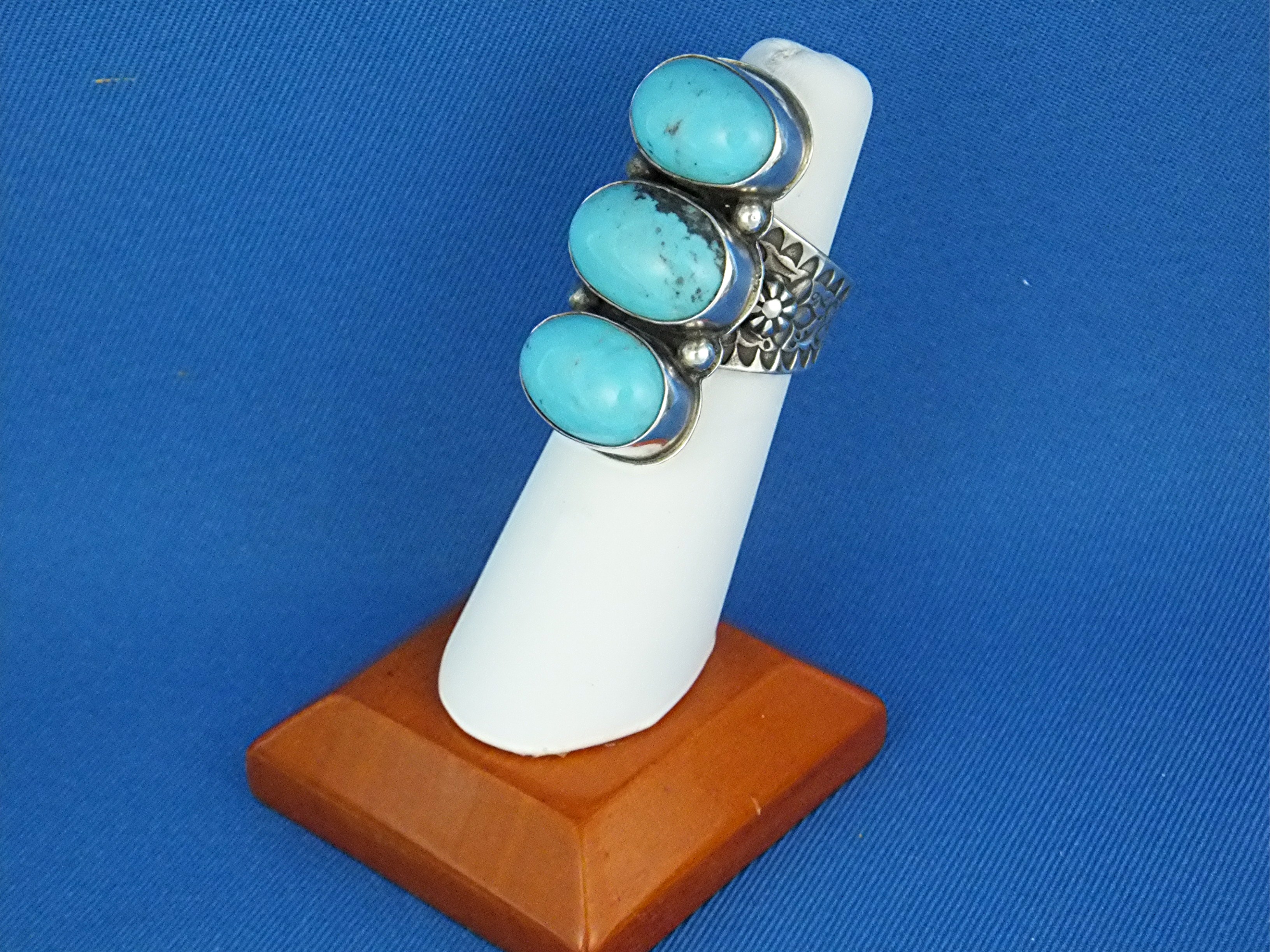 David Troutman Sterling Silver Kingman Turquoise Ring
