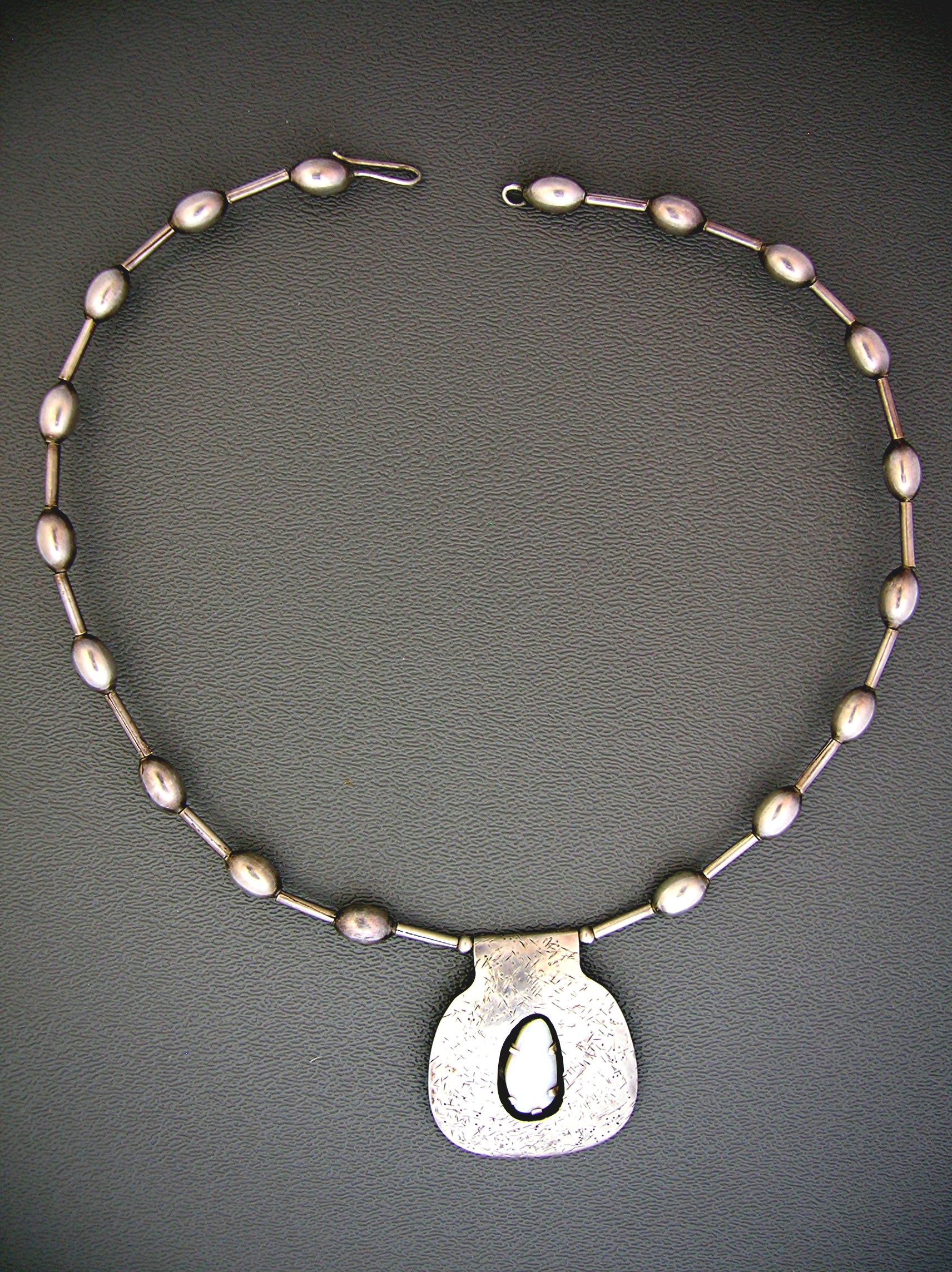 Sterling Silver and Opal Choker Necklace Signed LS