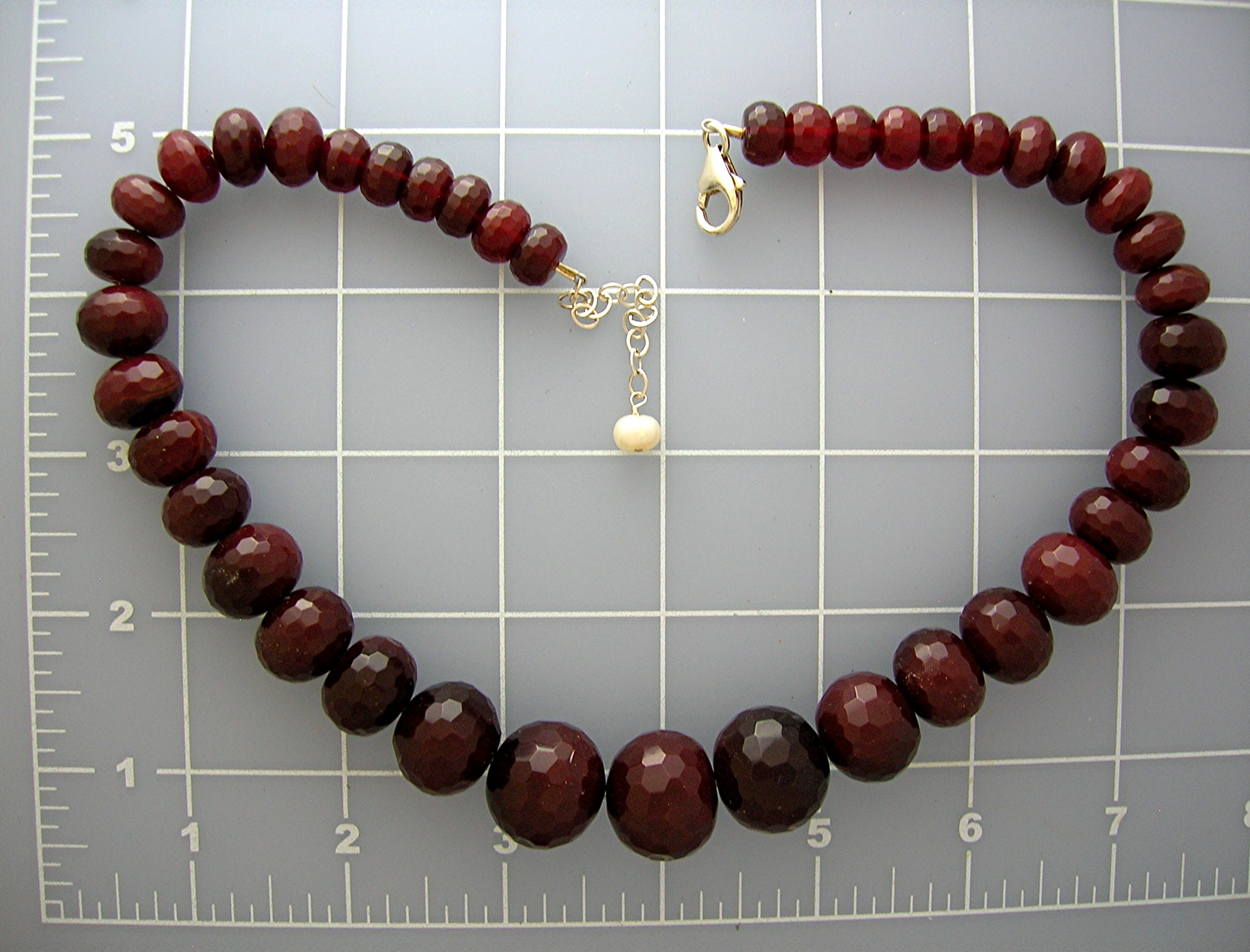 Ruby Faceted Quartz and pearl necklace