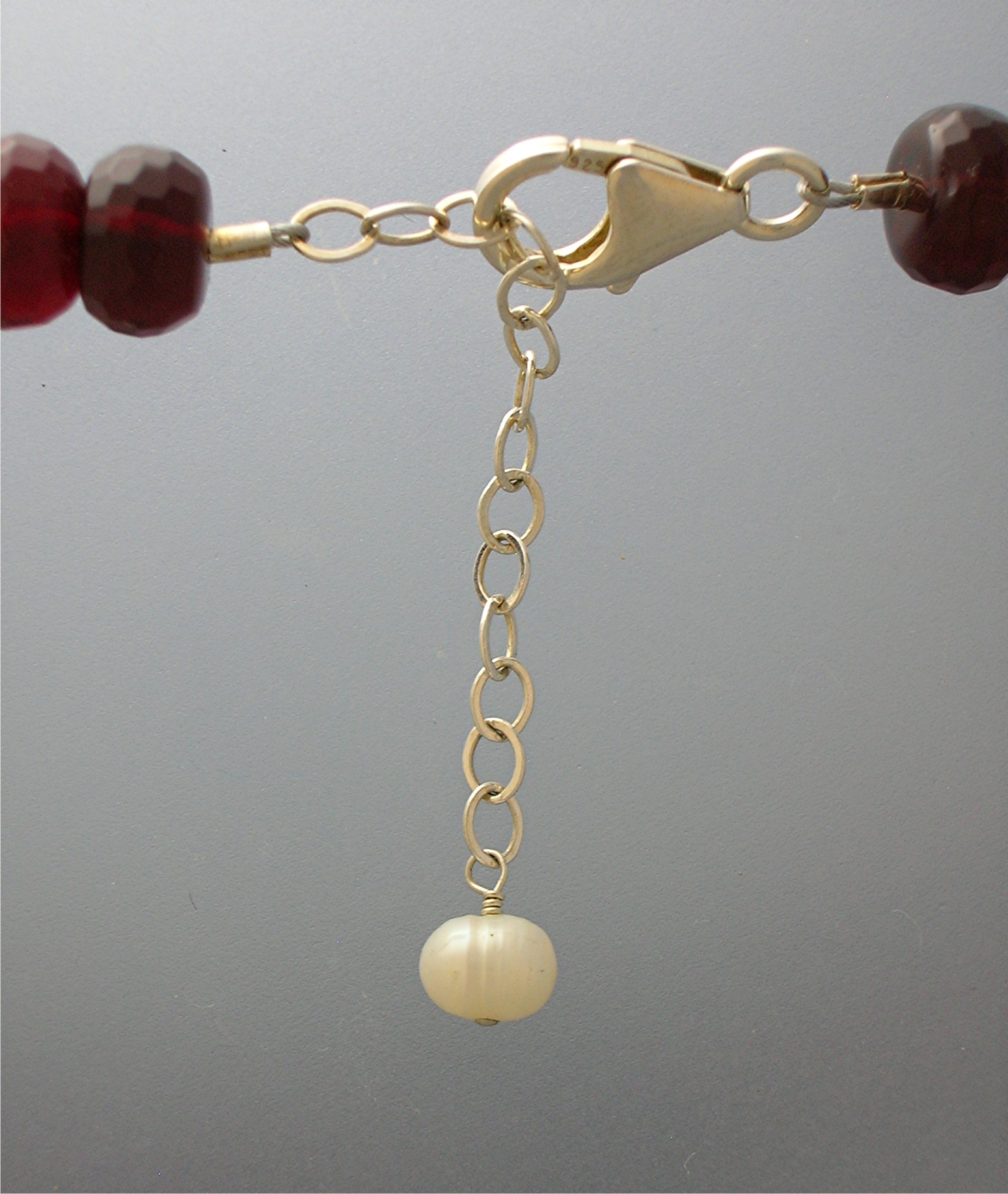 Ruby Faceted Quartz and pearl necklace