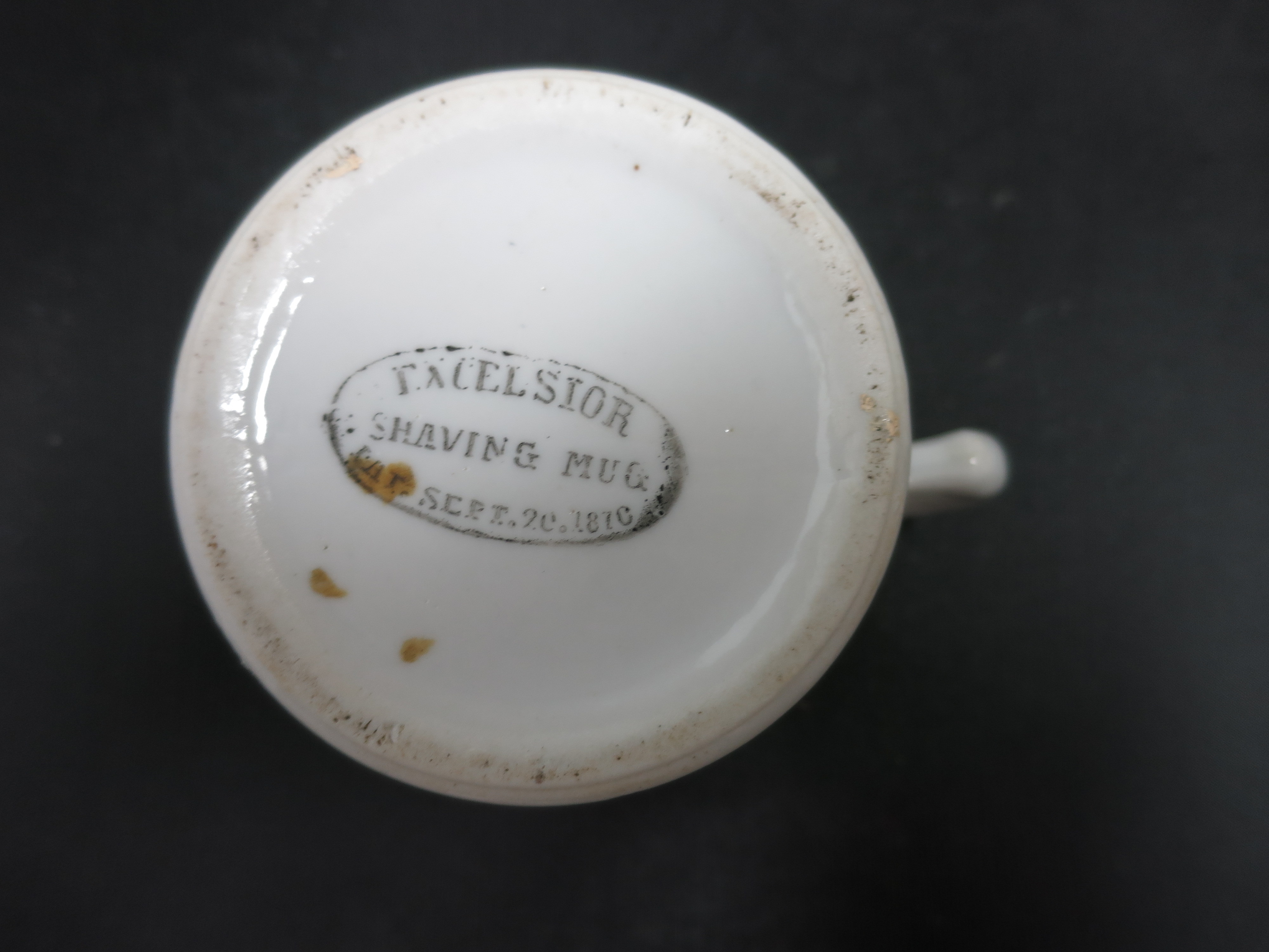 Excelsior Shaving Mug Porcelain Floral Jackolantern 1876
