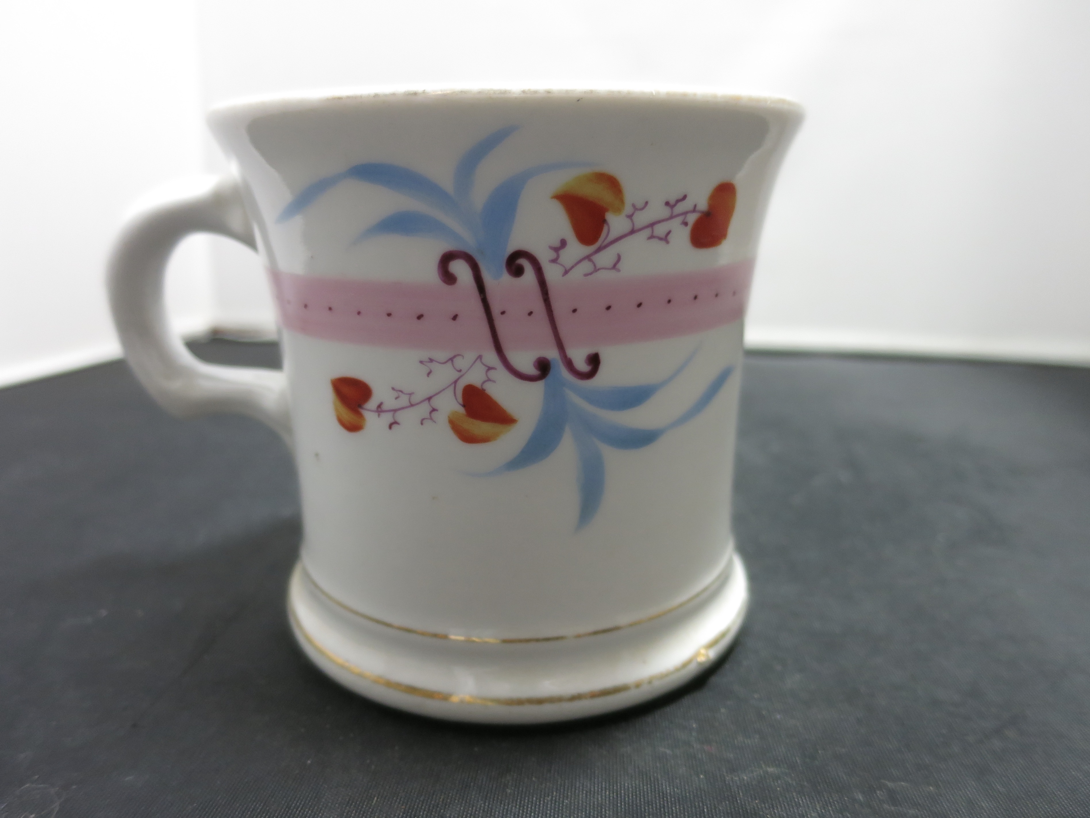 Excelsior Shaving Mug Porcelain Floral Jackolantern 1876