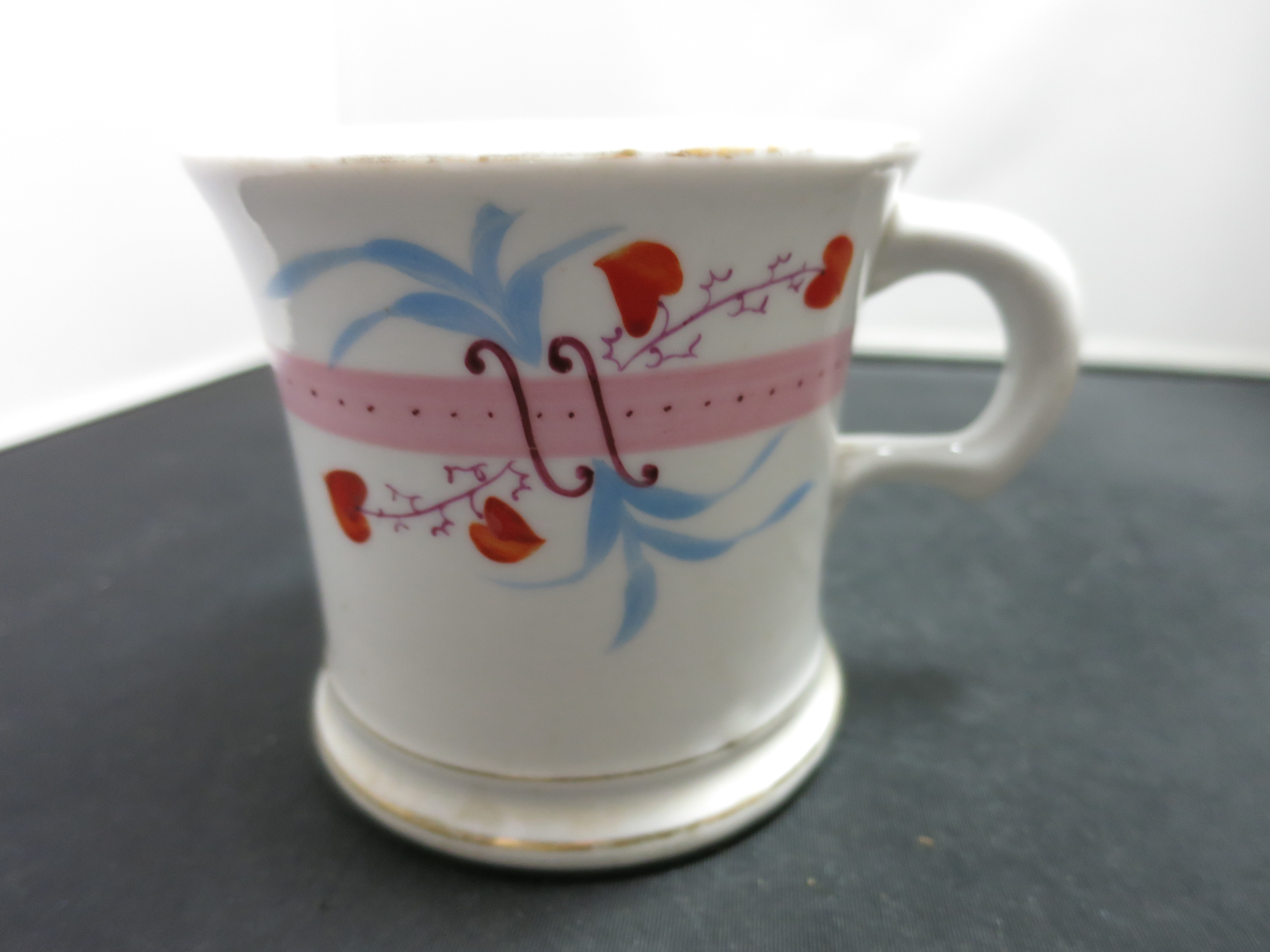 Excelsior Shaving Mug Porcelain Floral Jackolantern 1876